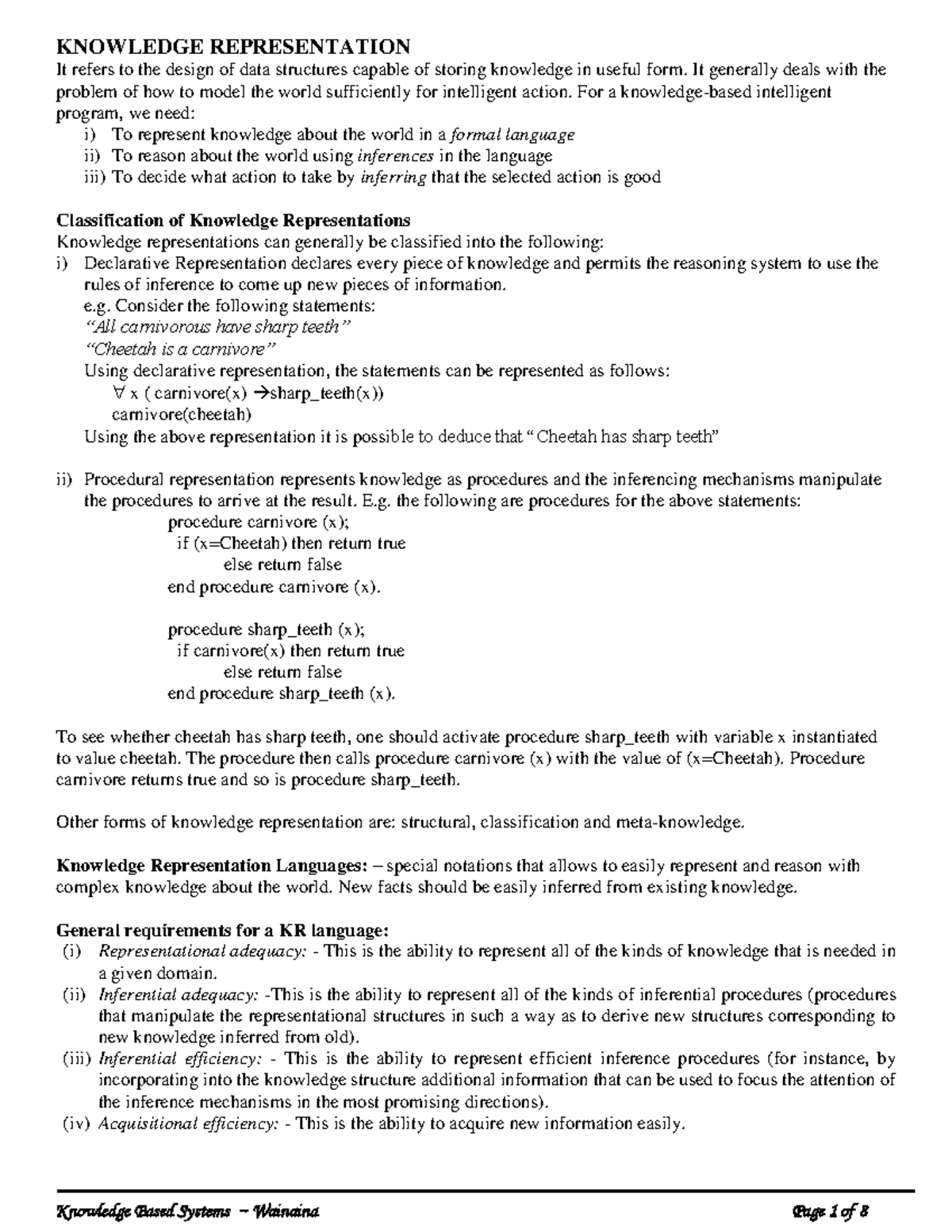 3 Knowledge Representation- Understanding Classification of Knowledge ...