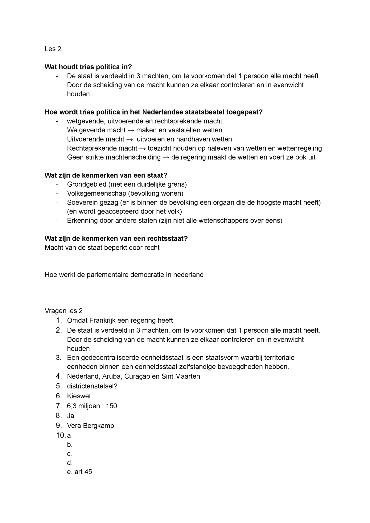 Inleiding In Het Recht Les 2 Wat Houdt Trias Politica In De Staat Is Verdeeld In 3