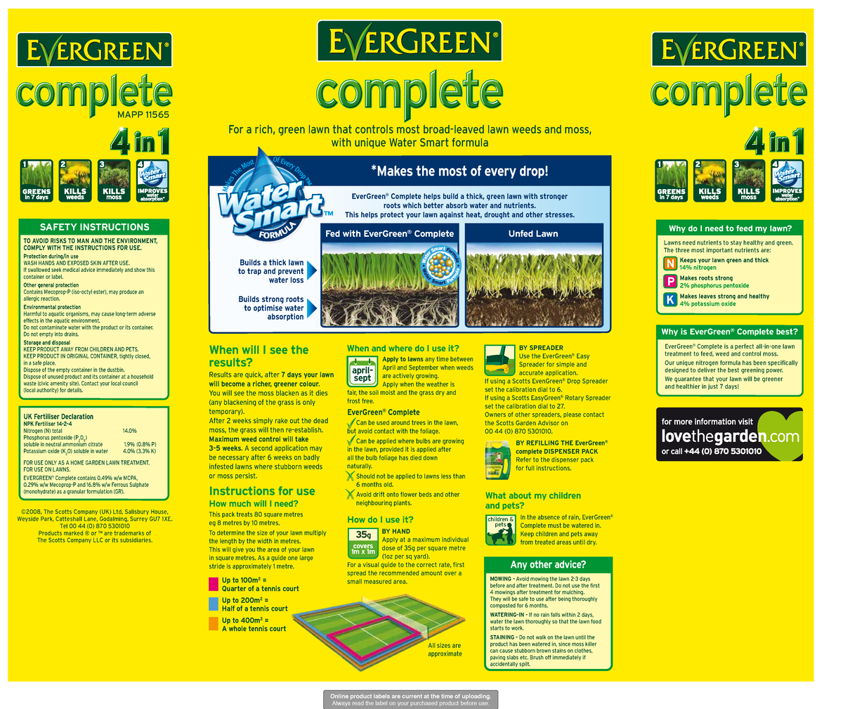 Miracle Gro Evergreen Complete 4in1 Instructions MAPP 11565 ©2008