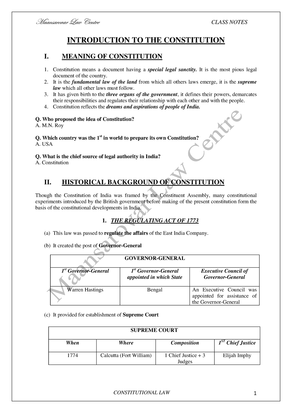 Consti Intro Useful Introduction To The Constitution I Meaning Of