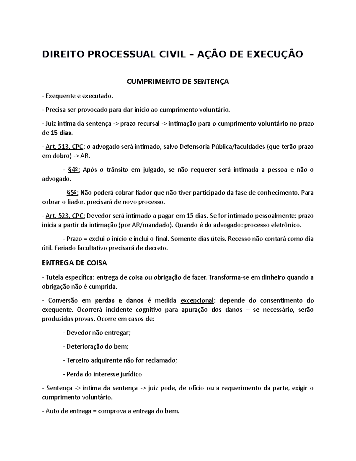 Direito Processual Civil - Processo de Execução - DIREITO PROCESSUAL ...