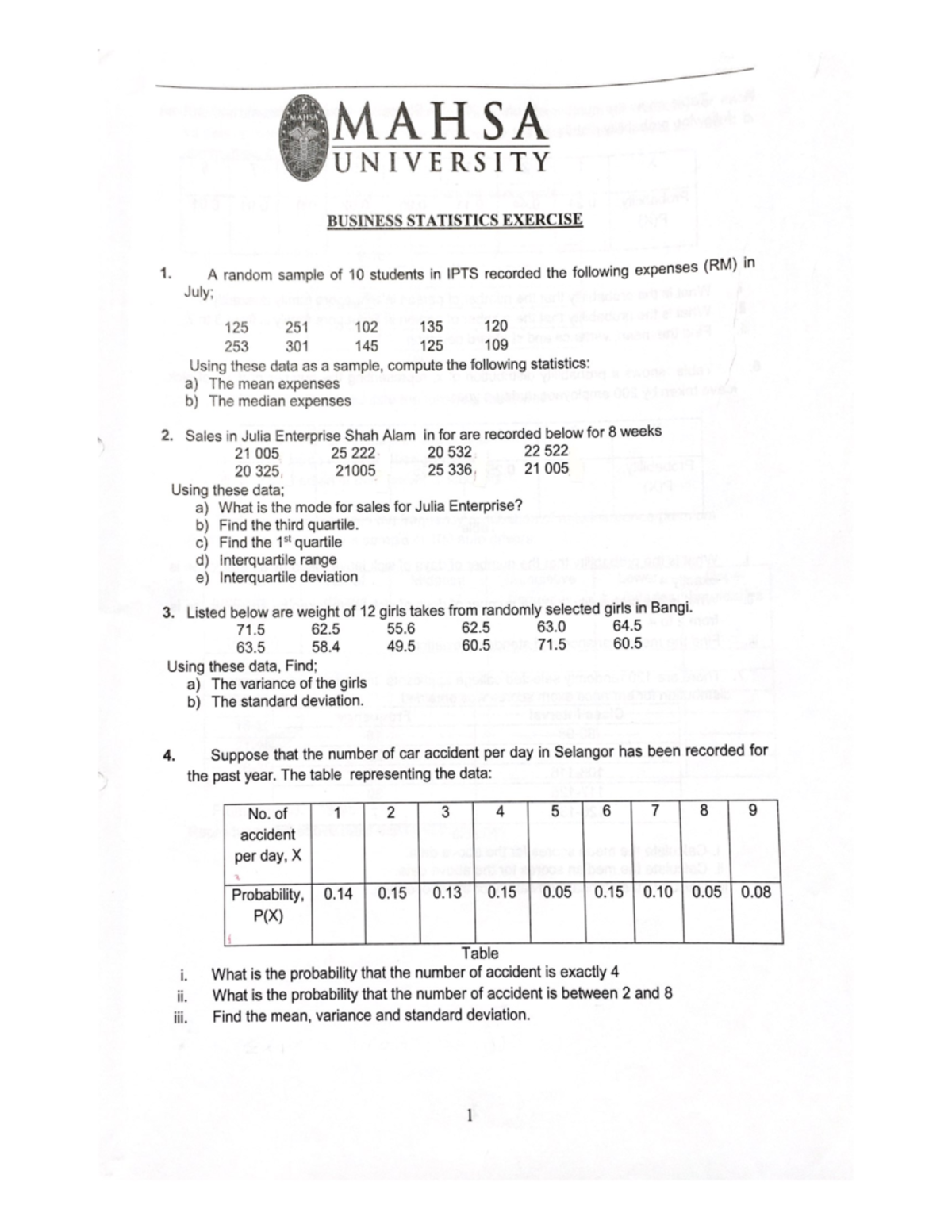 B.statistic Exam Revision Pdf - Mathematical Statistics I - Studocu