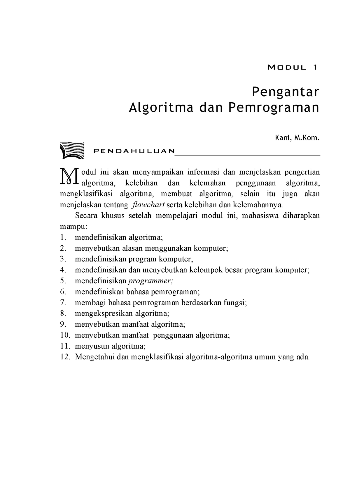 MSIM4203-M1 - MODUL - Modul 1 Pengantar Algoritma Dan Pemrograman Kani ...