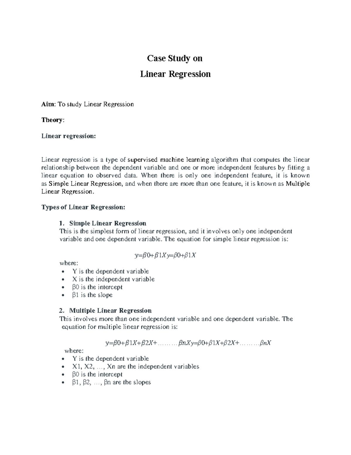 linear regression case study