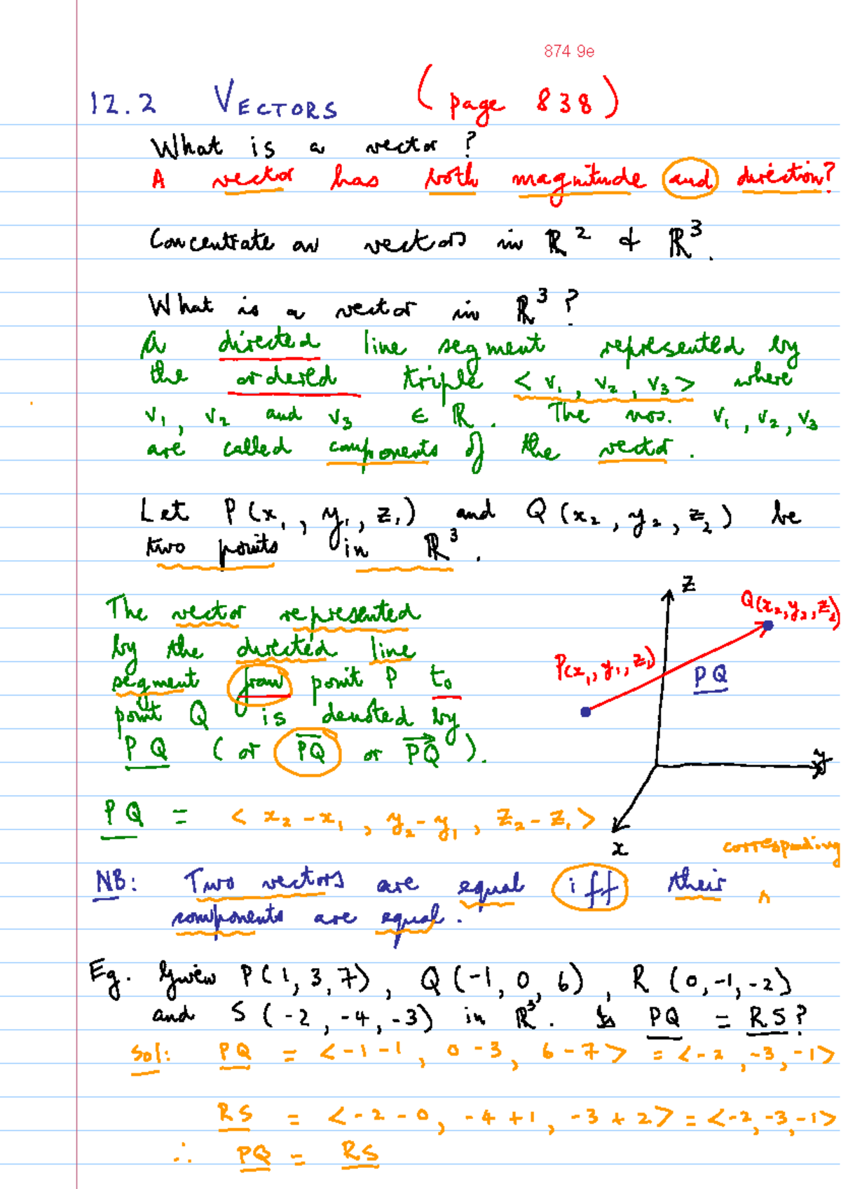 20 12.2 Vectors - lecture slides - 874 9e 12 VECTORS ( page 838) What ...