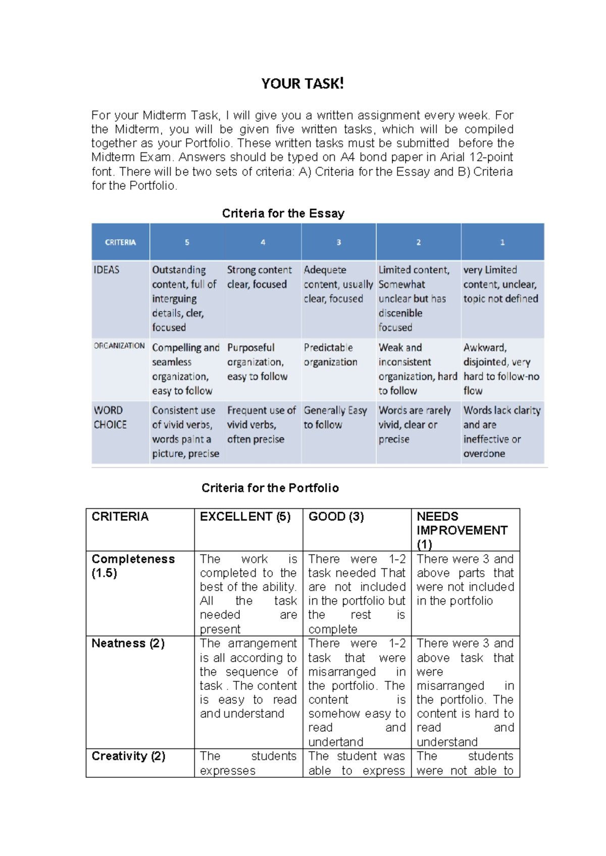YOUR-TASK - None - YOUR TASK! For your Midterm Task, I will give you a ...