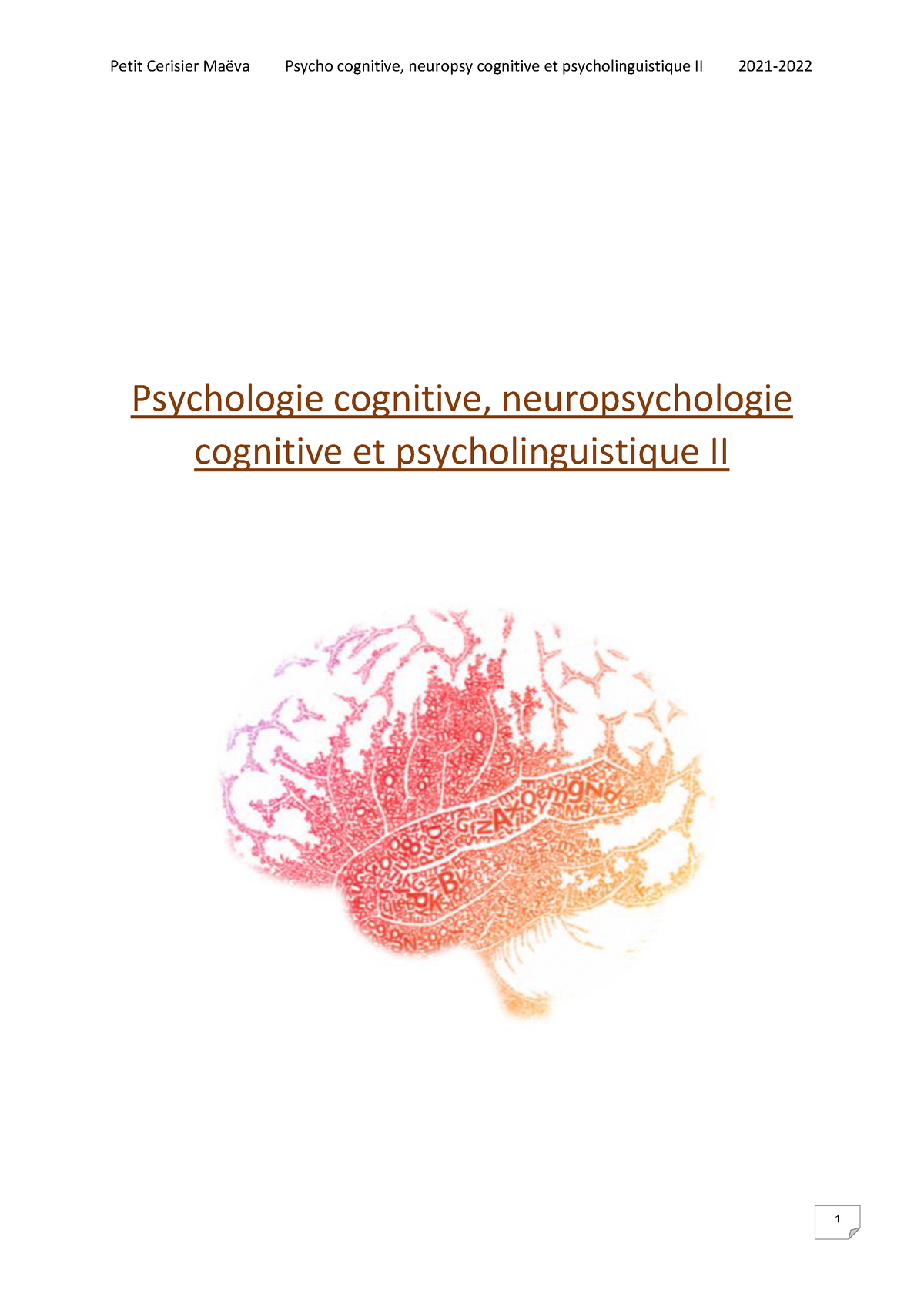 Synthèse Neuropsy Psycholing Et Psycho Cognitif - Psychologie Cognitive ...