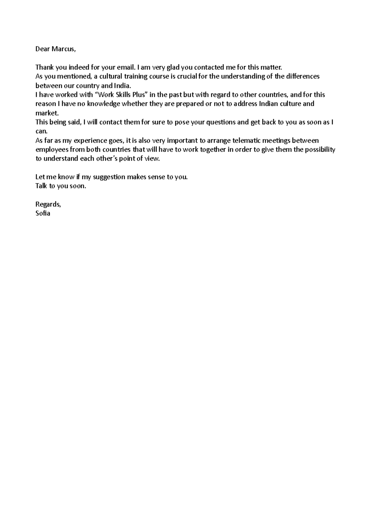 Esempio di Writing assignment per Lettorato Inglese - Dear Marcus ...