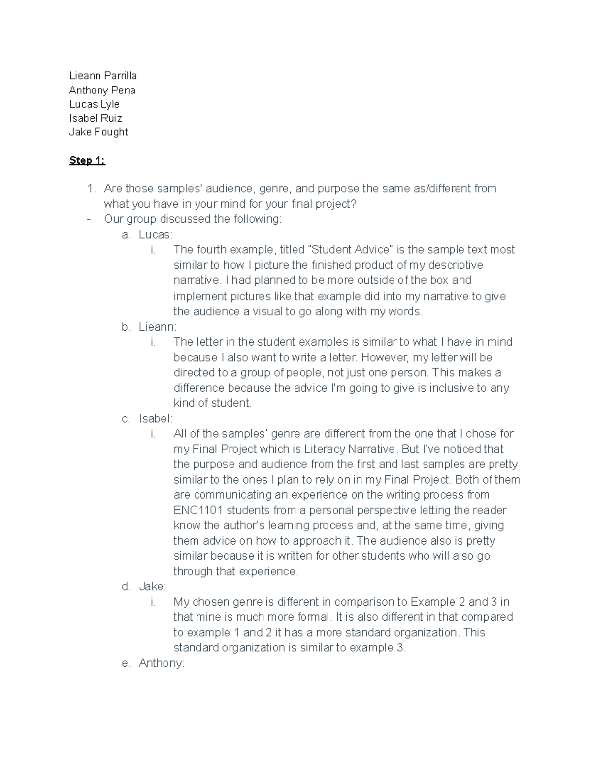 In group assignment Preparing Your Partial Draft - Lieann Parrilla ...