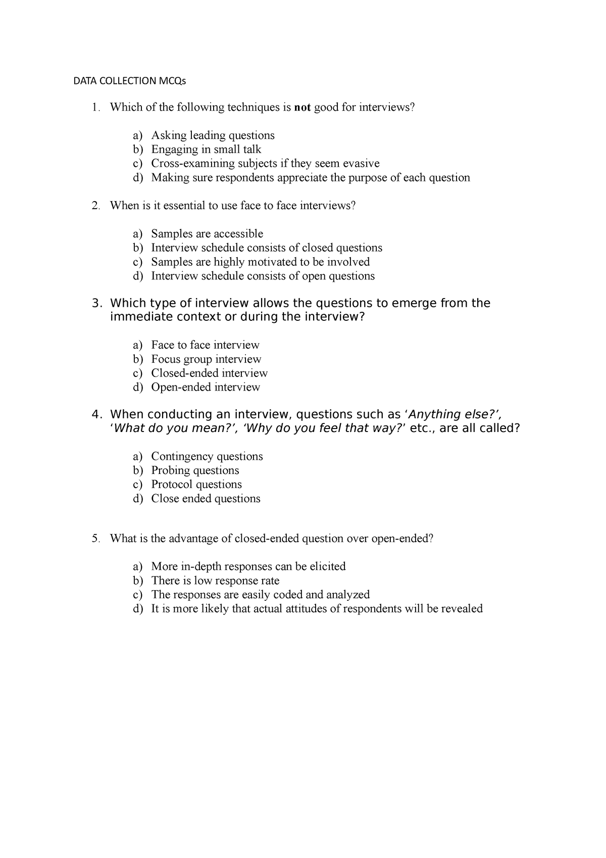 DATA Collection MCQs MCQ DATA COLLECTION MCQs Which of the