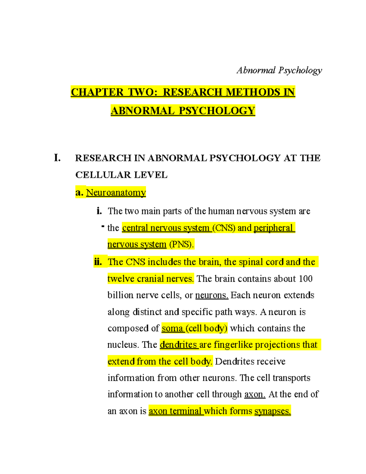 Chapter 2 Notes CLP 3143 - Abnormal Psychology CHAPTER TWO: RESEARCH ...