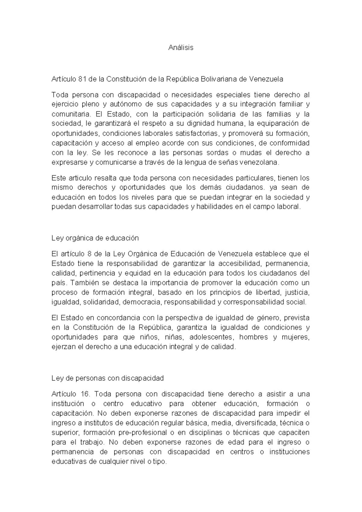 Ley organica de educacion - Análisis Artículo 81 de la Constitución de ...