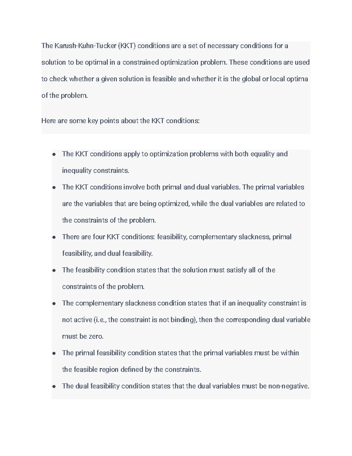 KKT Conditions - The Karush-Kuhn-Tucker (KKT) conditions are a set of ...