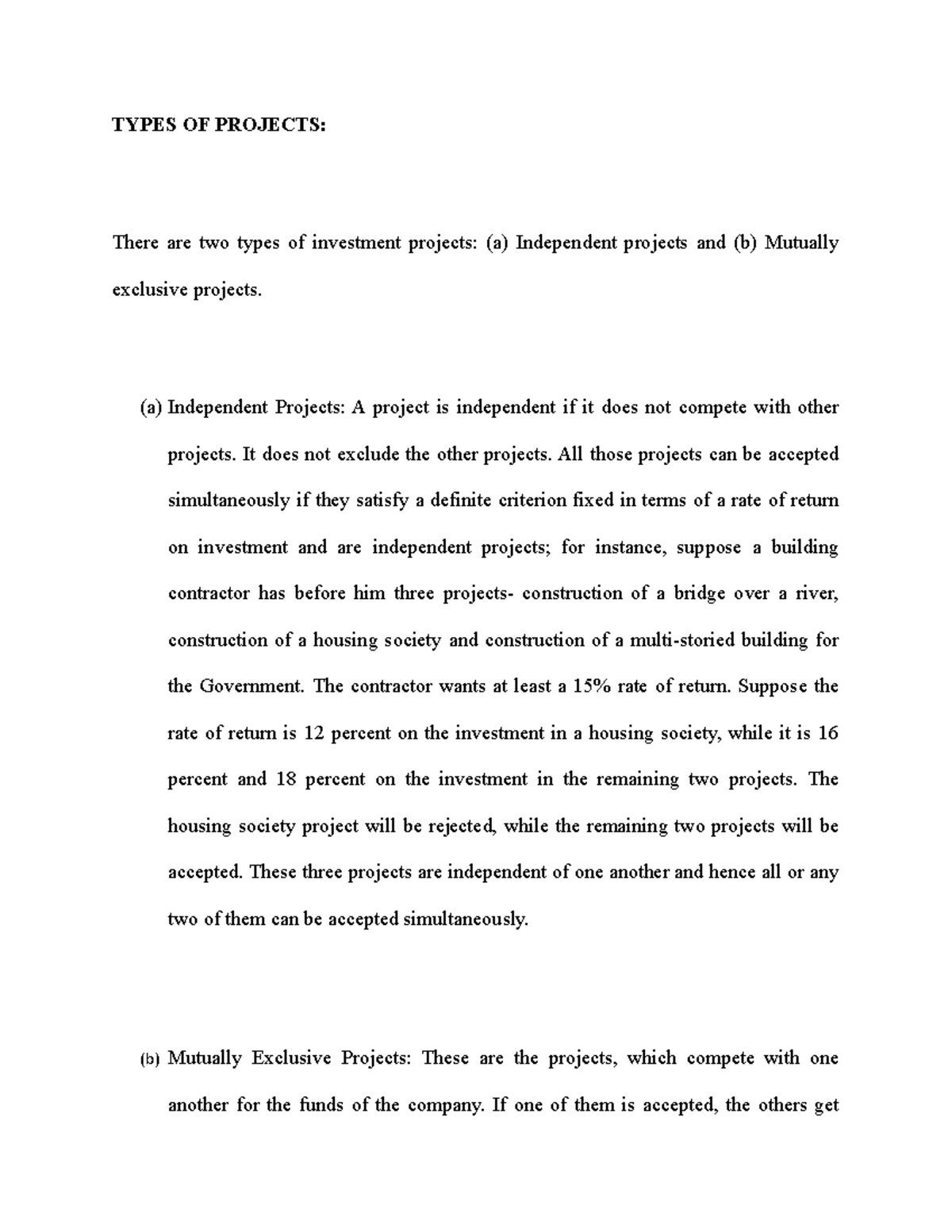 Types OF Projects TYPES OF PROJECTS There Are Two Types Of