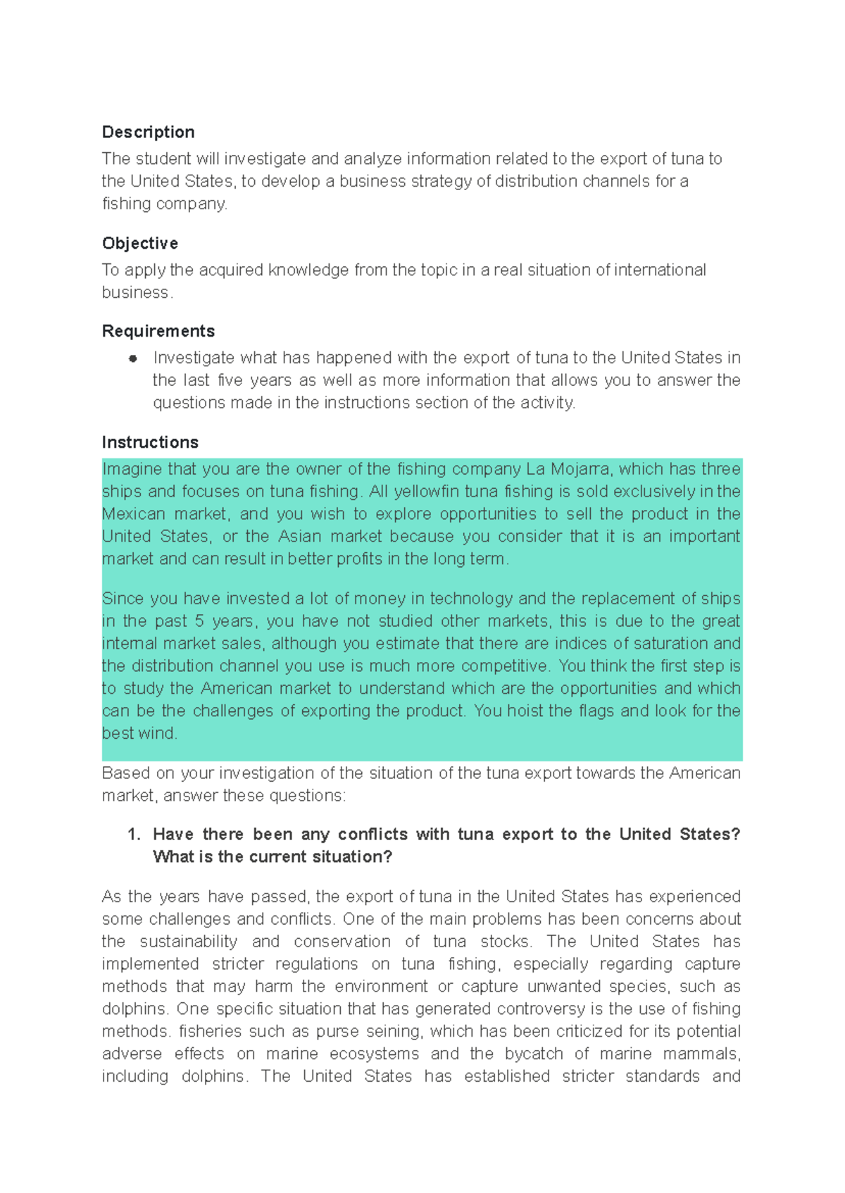 Activity 14- Distribution channels - Description The student will ...