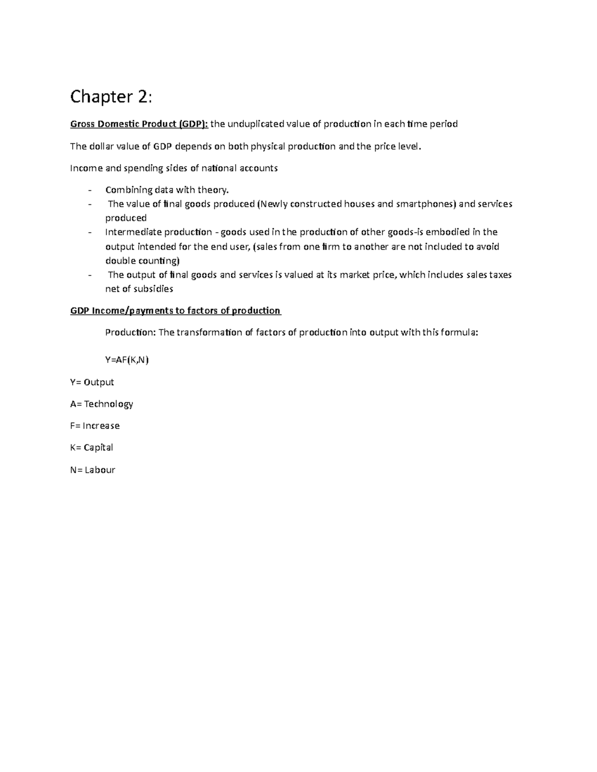 Chapter 2 ECO 2142 lecture notes on production into output - Chapter 2 ...