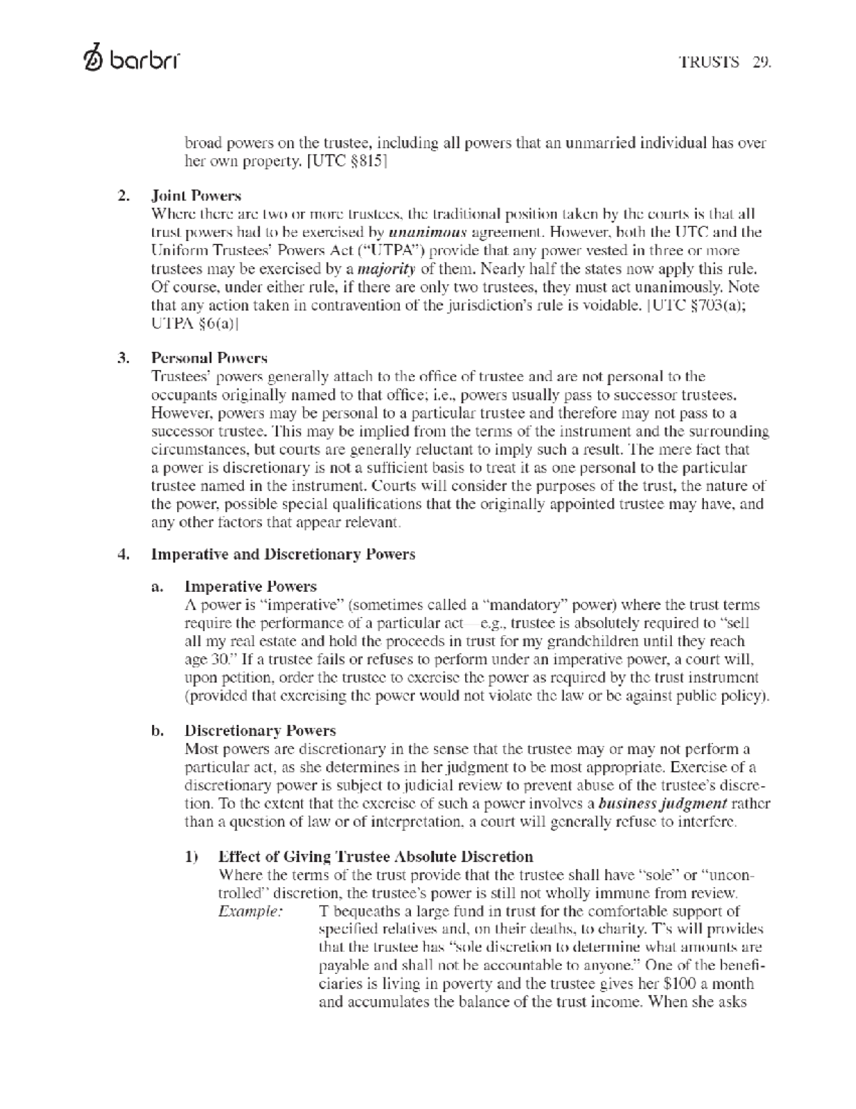 Barbri Outline Trusts part 2 TRU1 Studocu