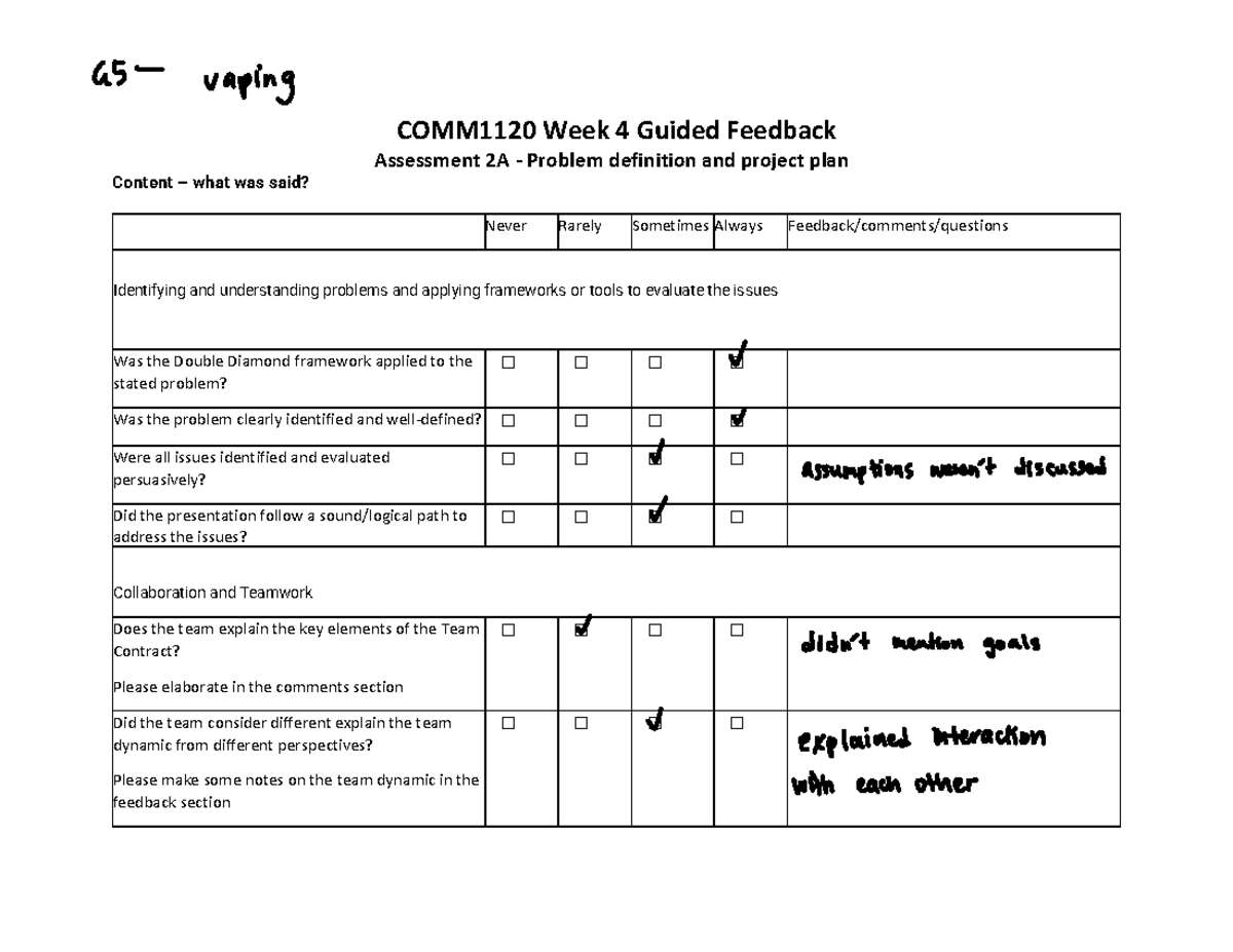 COMM1120 Week 4 Guided Feedback Template - COMM1120 Week 4 Guided ...