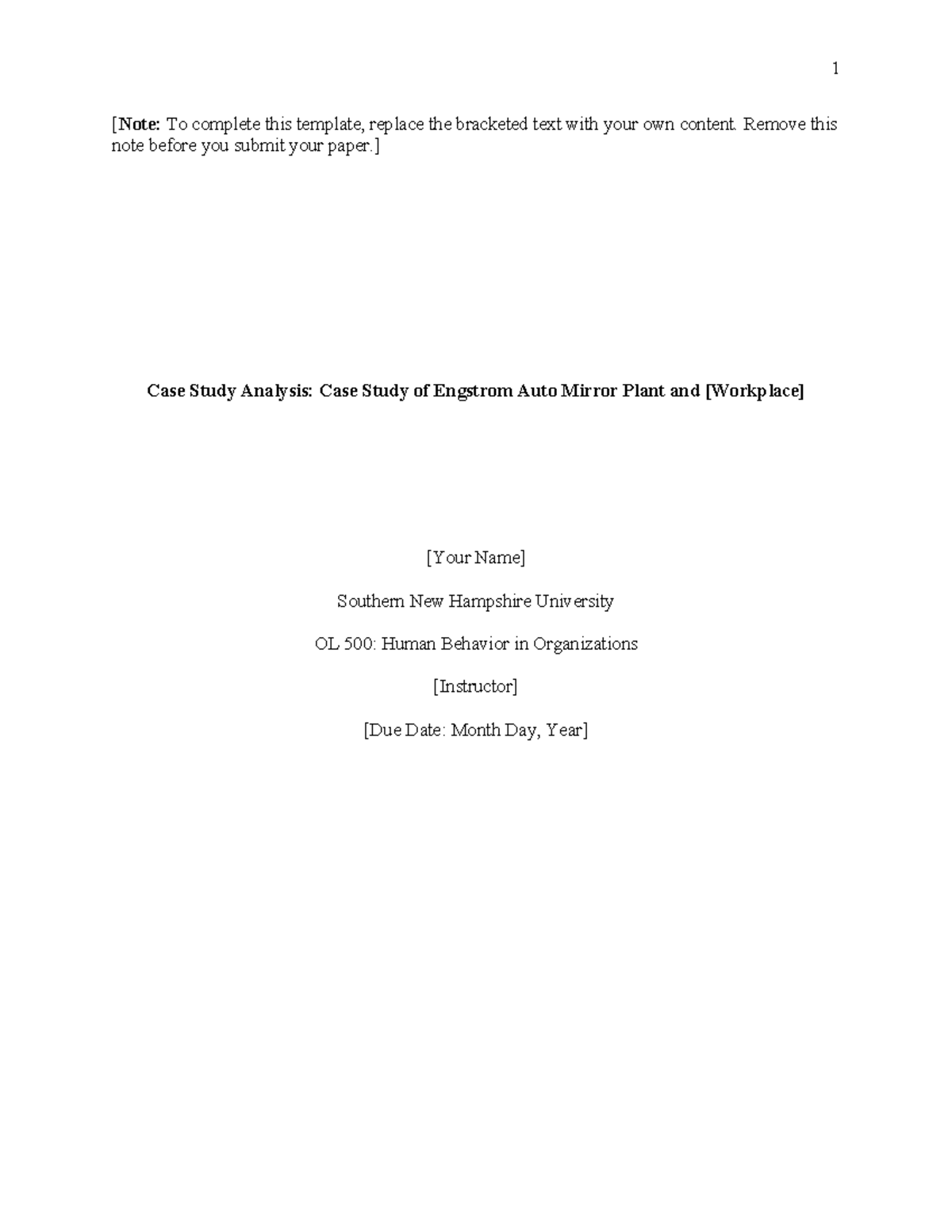 OL 500 Milestone Two Assignment Template - 1 [Note: To complete this ...