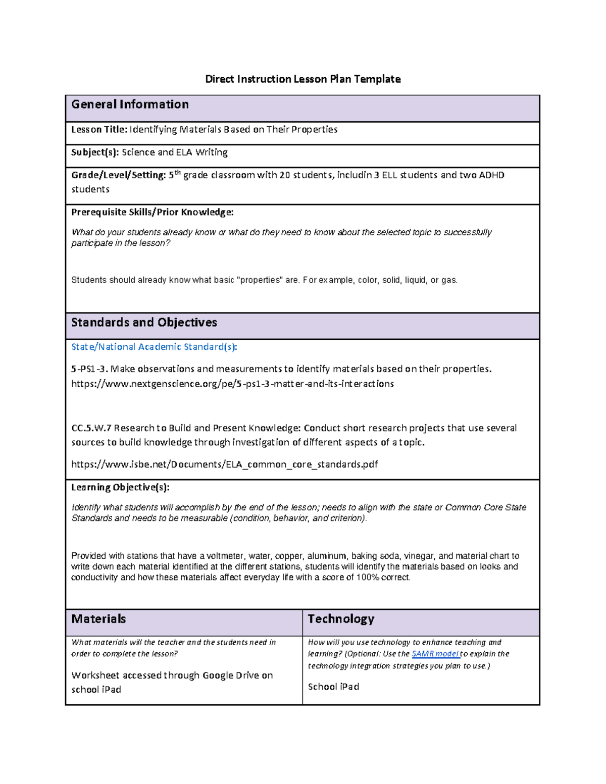 Task 2 c732 Elementary disciplinary literacy version 2 - Direct ...