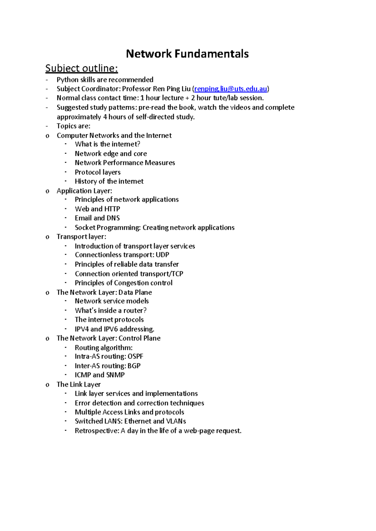 Network Fundamentals cool summary of lectres Network Fundamentals