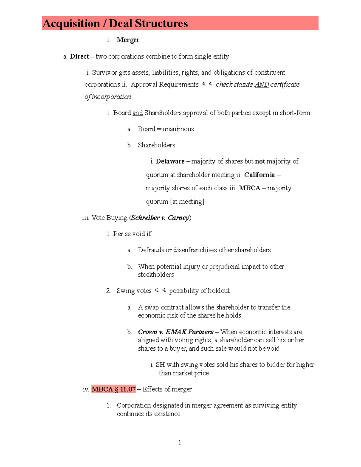 Mergers Acquisitions Acquisition Deal Structures 1 Merger A Direct   Thumb 1200 1553 