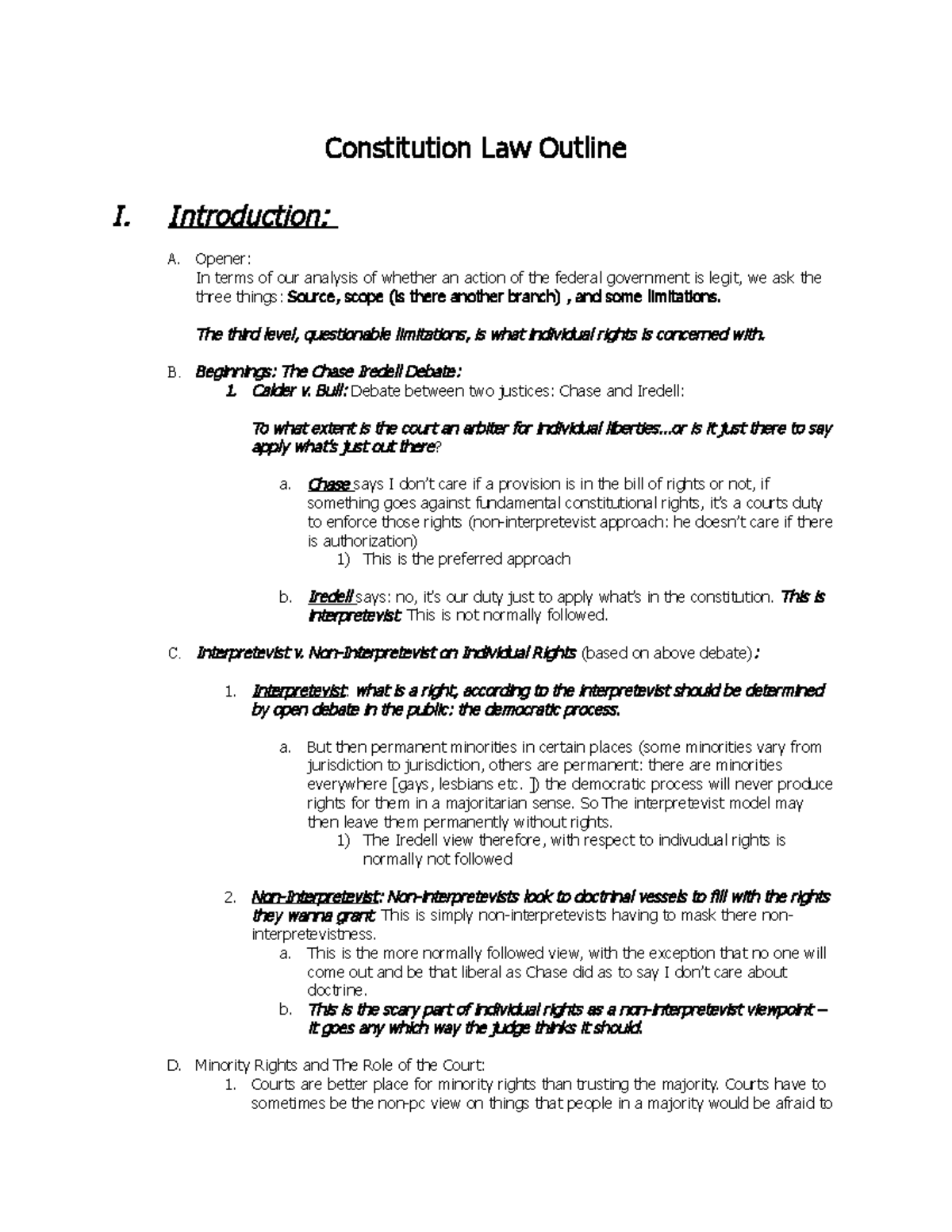 Constitutional Law Outline - 3 - Constitution Law Outline I ...