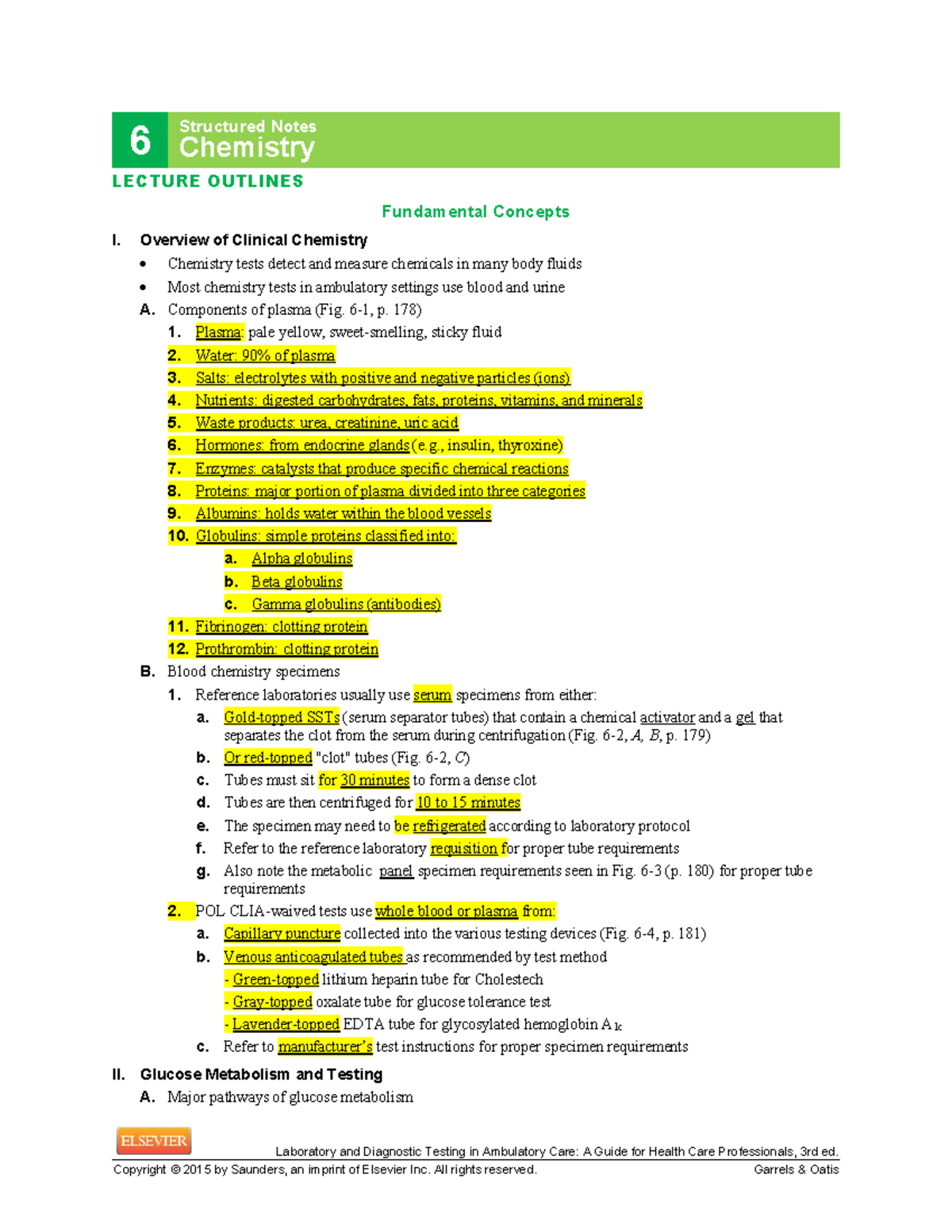 Chapter 6 Structure notes - Laboratory and Diagnostic Testing in ...