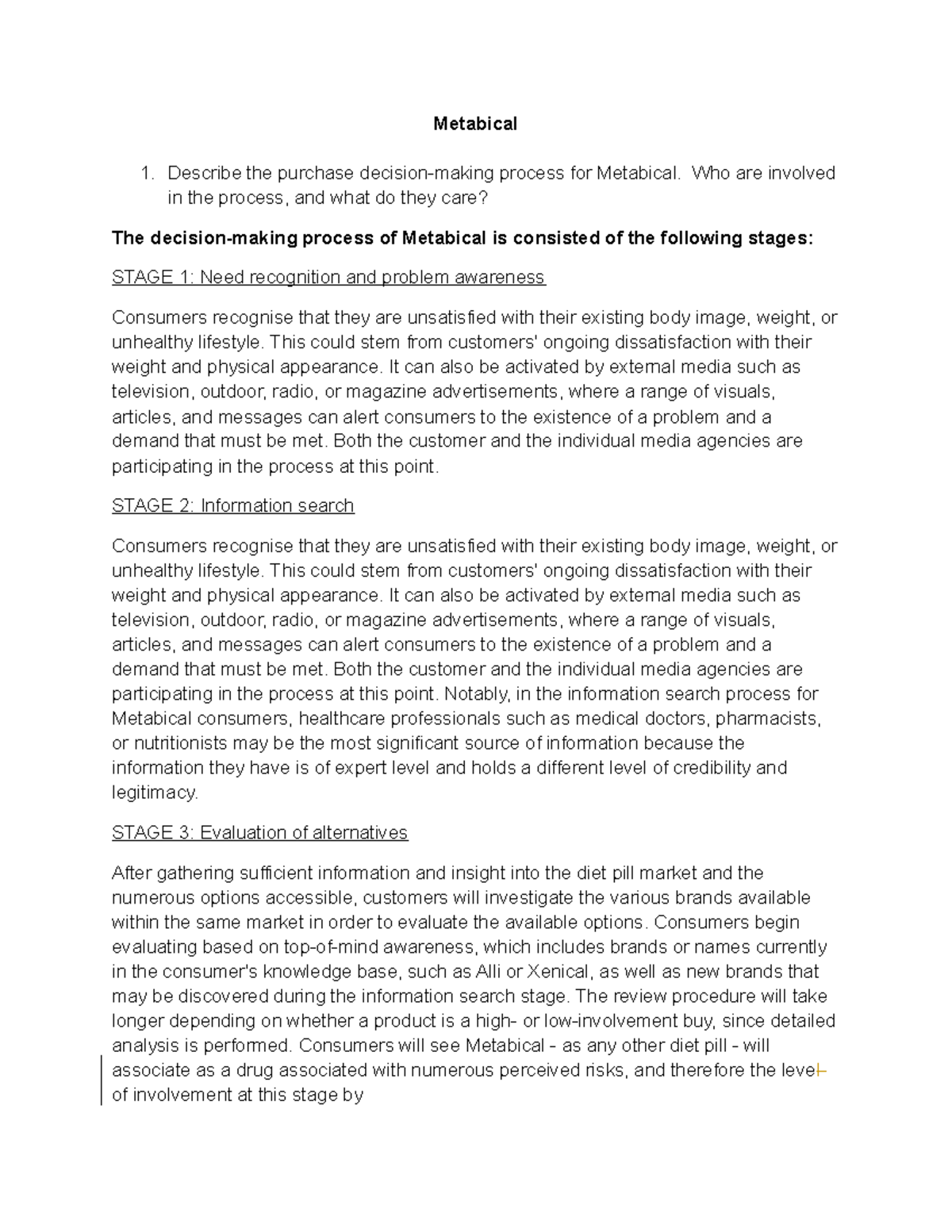 Metabical Post case assignment - Commerce 3Mc3 - McMaster - Studocu