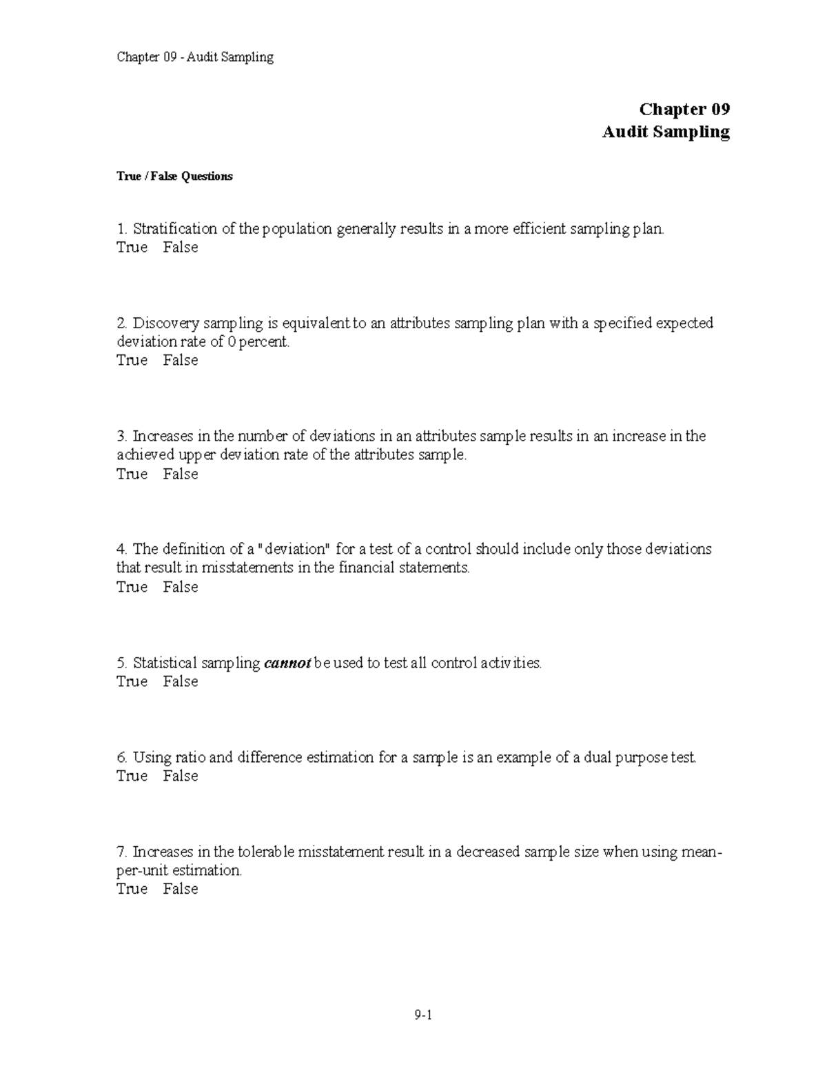 Chapter 9 audit samplingfeeeeeeeeeeeeeeeeeeeeeqqqqqqqqqqqqqqqqq ...