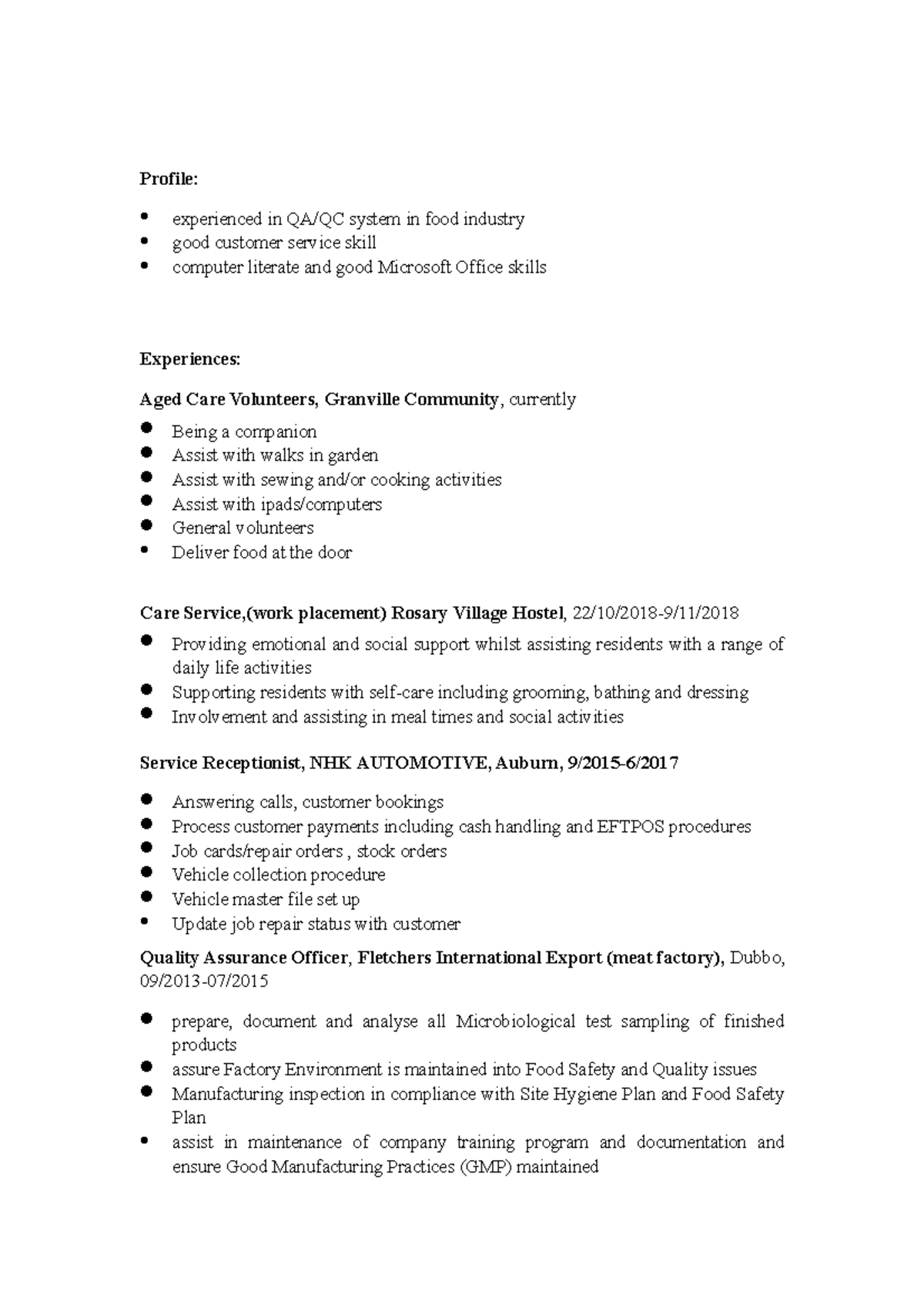 Aged care - Resume - HLSC1220 - UoN - Studocu