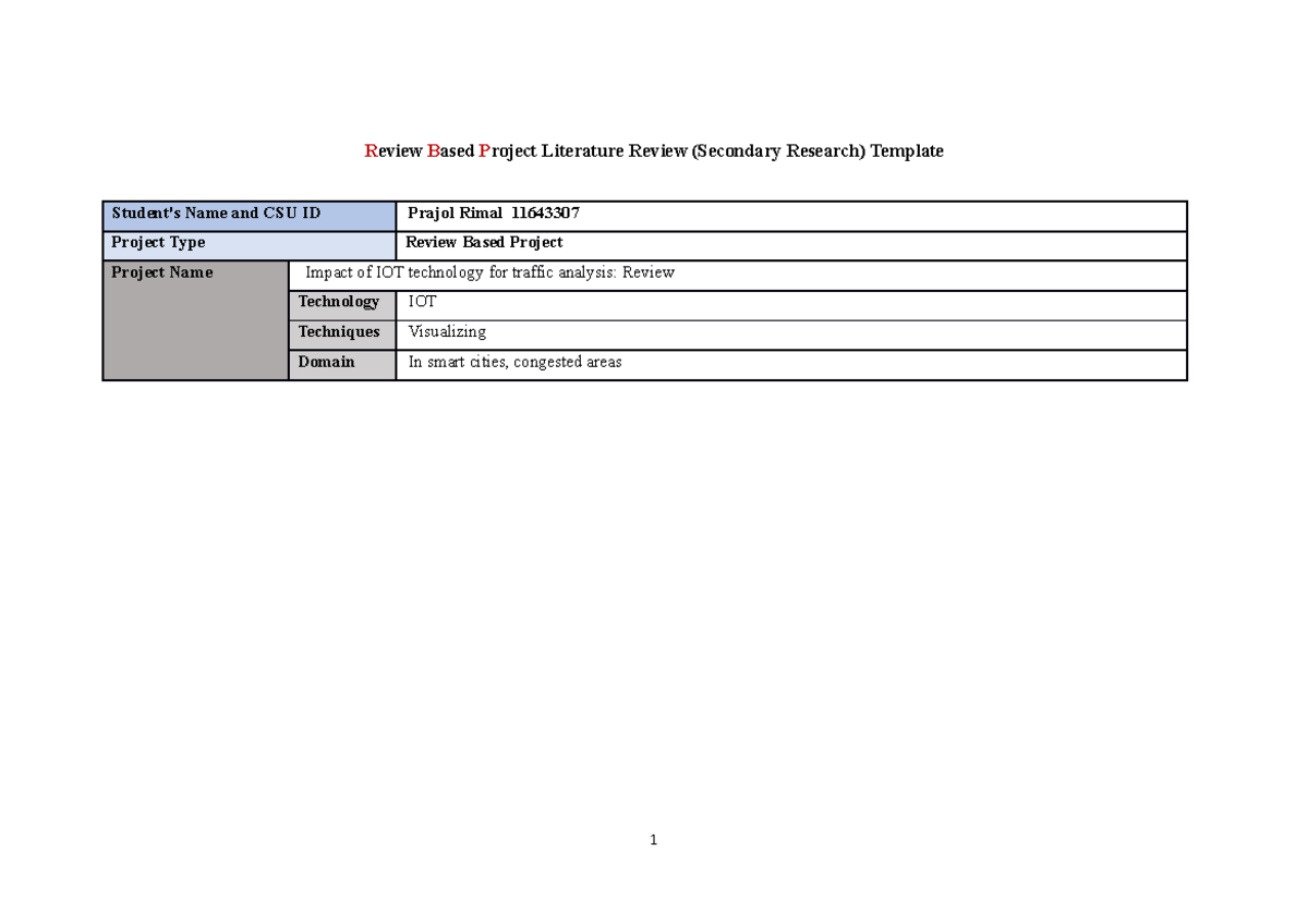 literature review of my final year project