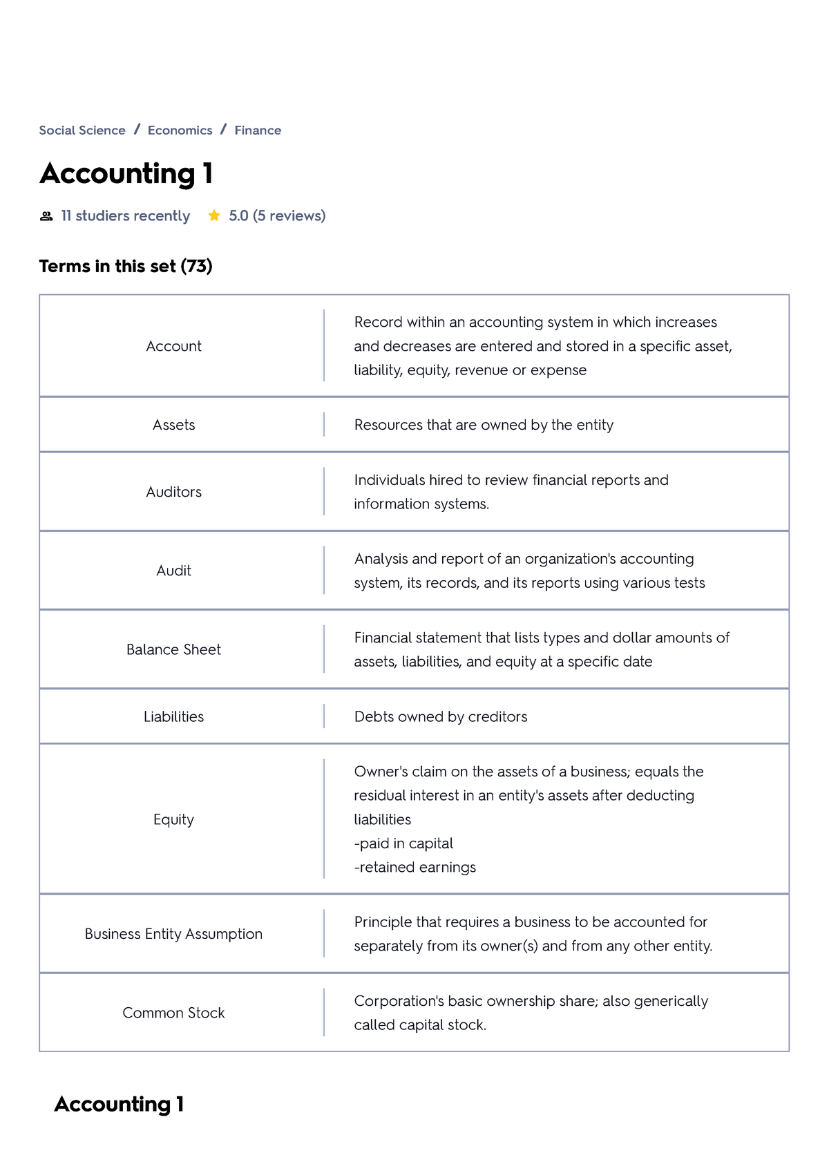 Accounting 1 Flashcards - Accounting 1 11 Studiers Recently 5 (5 ...