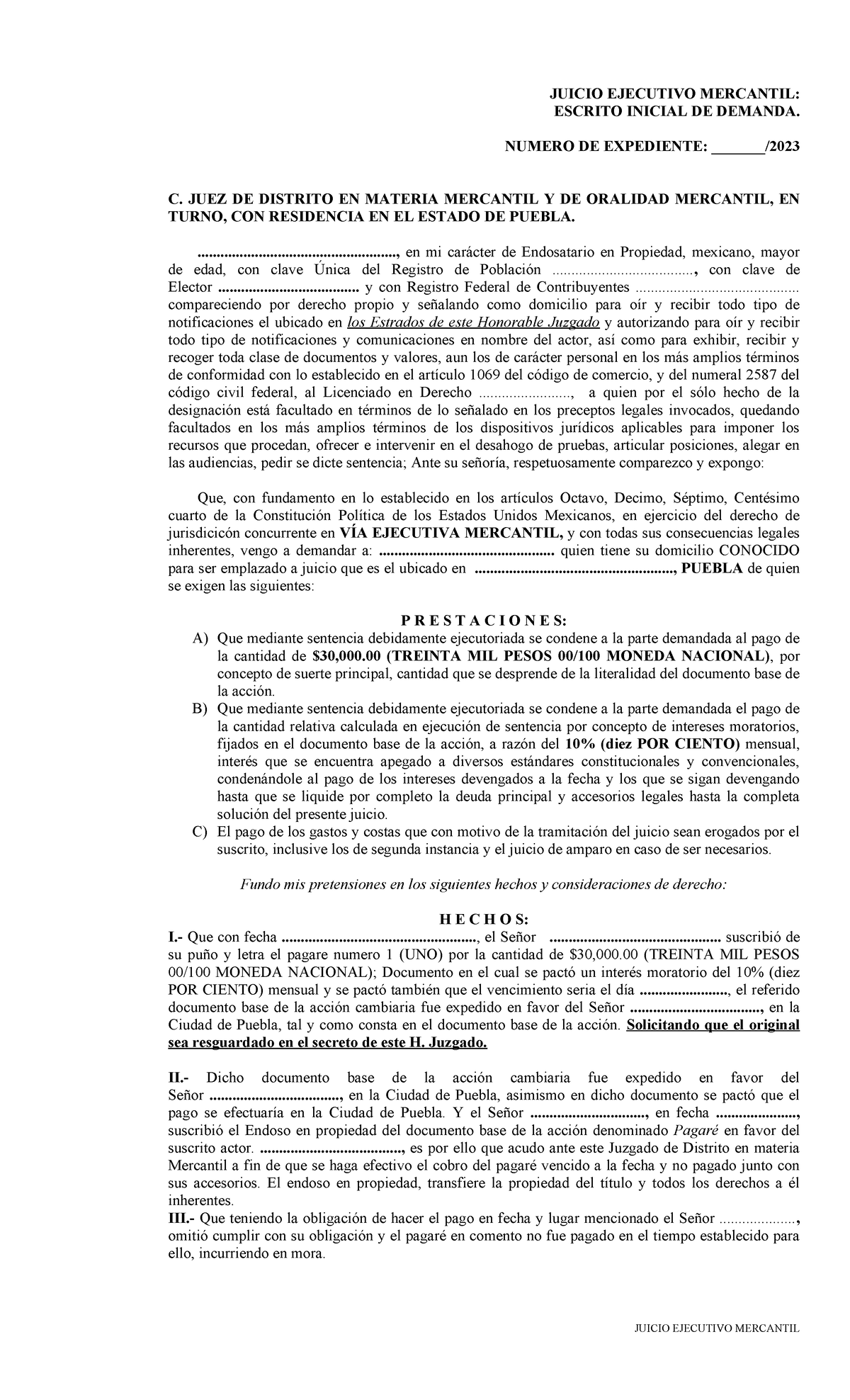 Ejecutivo Mercantil. - copia - copia II - JUICIO EJECUTIVO MERCANTIL ...