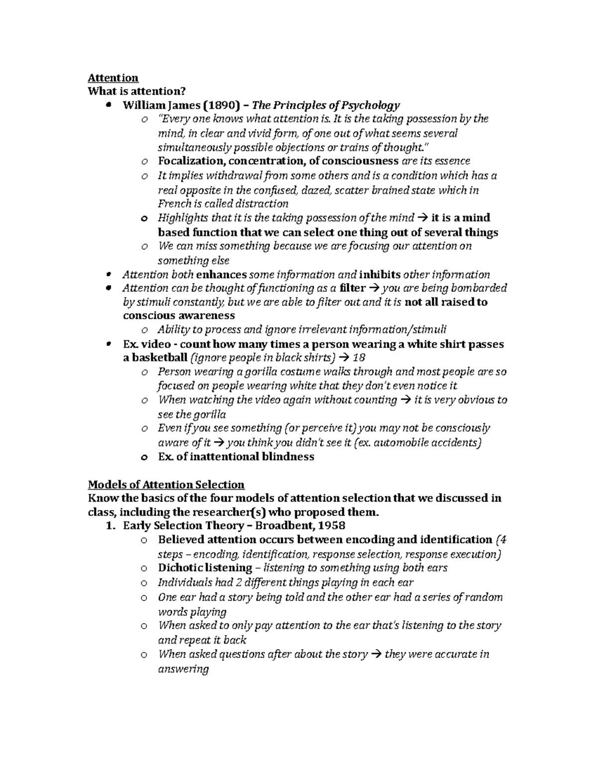 Exam 2 - Notes - Exam 2 study guide - Attention What is attention ...