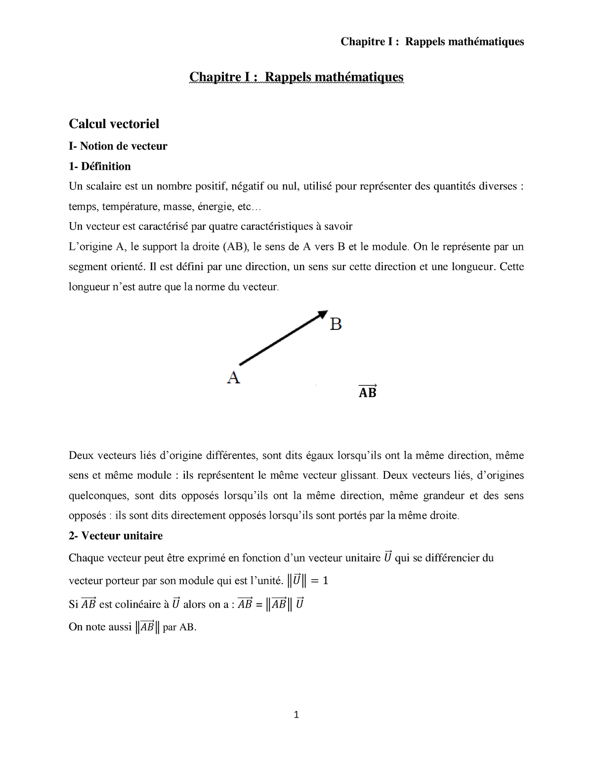 Chap I Rappels Mathmatiques - Chapitre I : Rappels Mathématiques Calcul ...