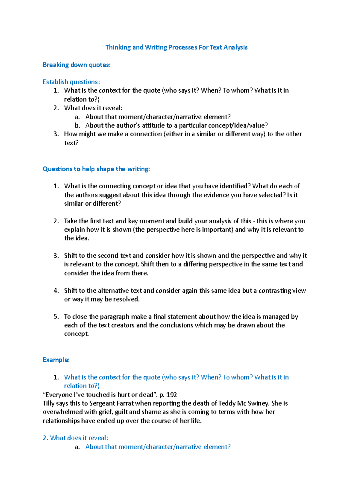 Thinking and Writing Processes For Text Analysis - What is the context ...