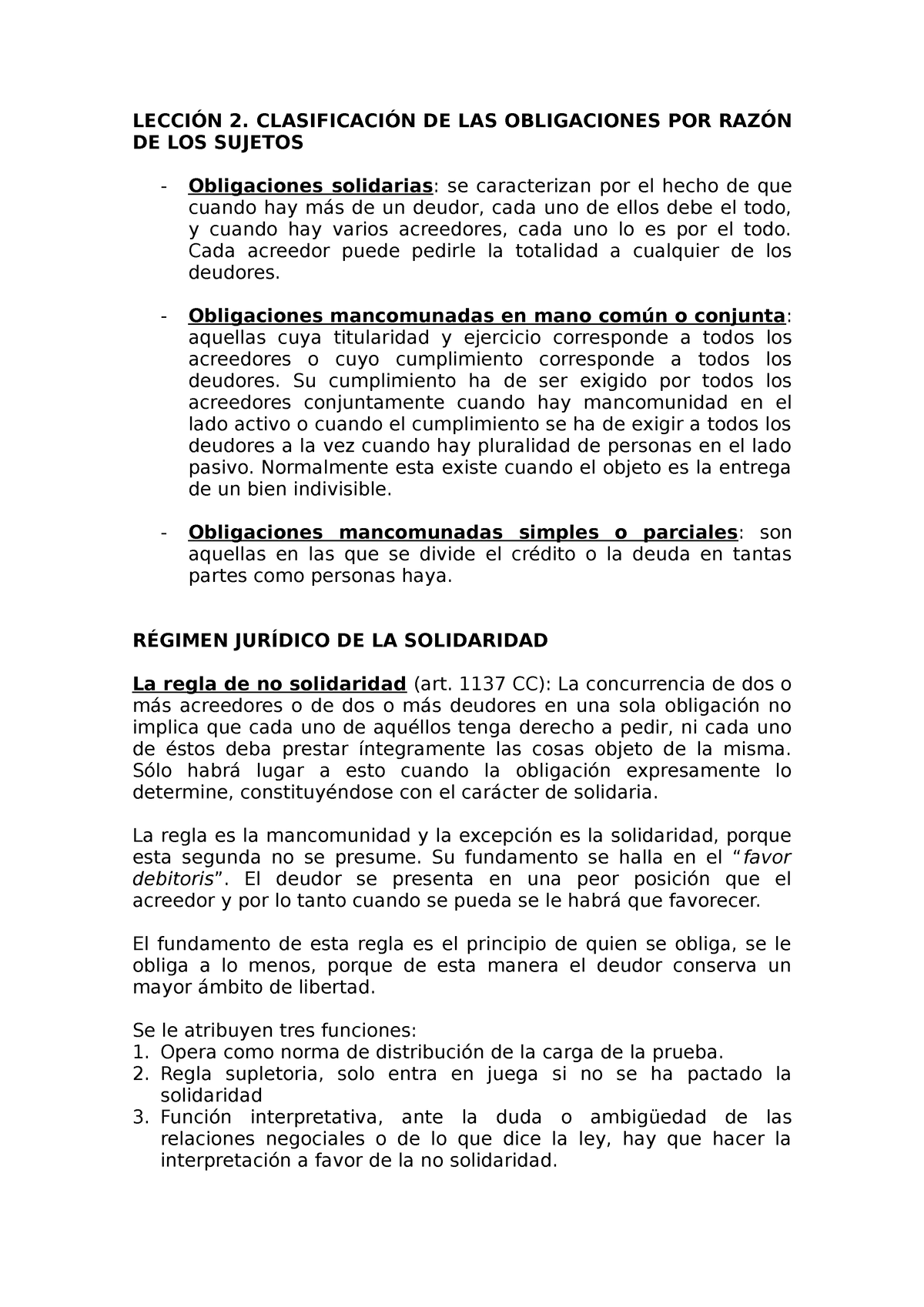 Tema 2 LecciÓn 2 ClasificaciÓn De Las Obligaciones Por RazÓn De Los Sujetos 4357