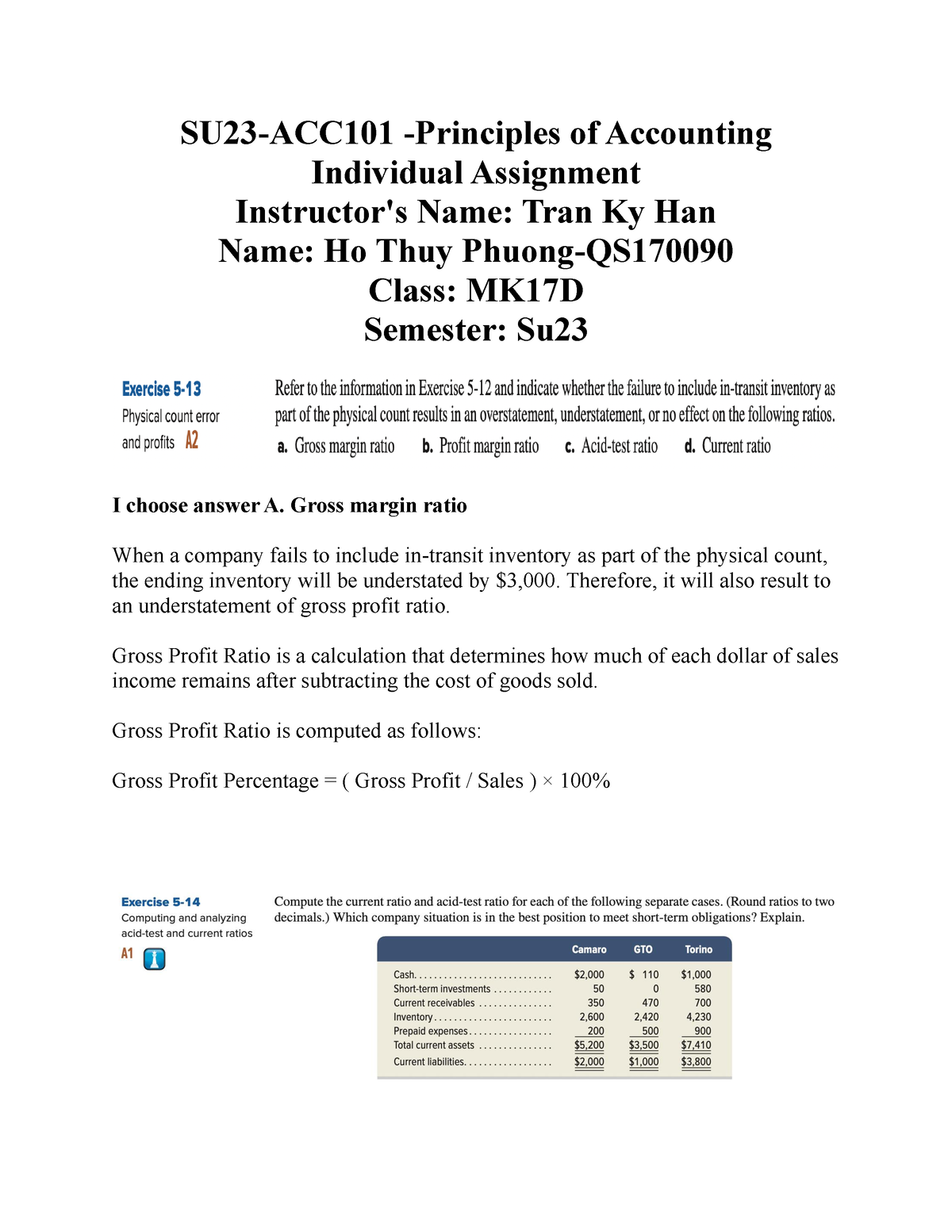 Individual Assignment Ho Thuy Phuong - SU23-ACC101 -Principles Of ...