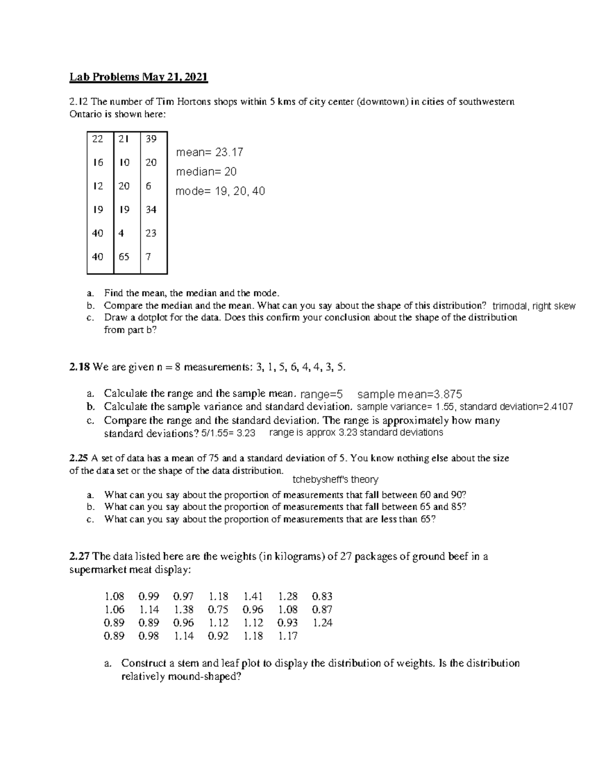 Lab Problems May 21 - lab - Lab Problems May 21, 2021 2 The number of ...