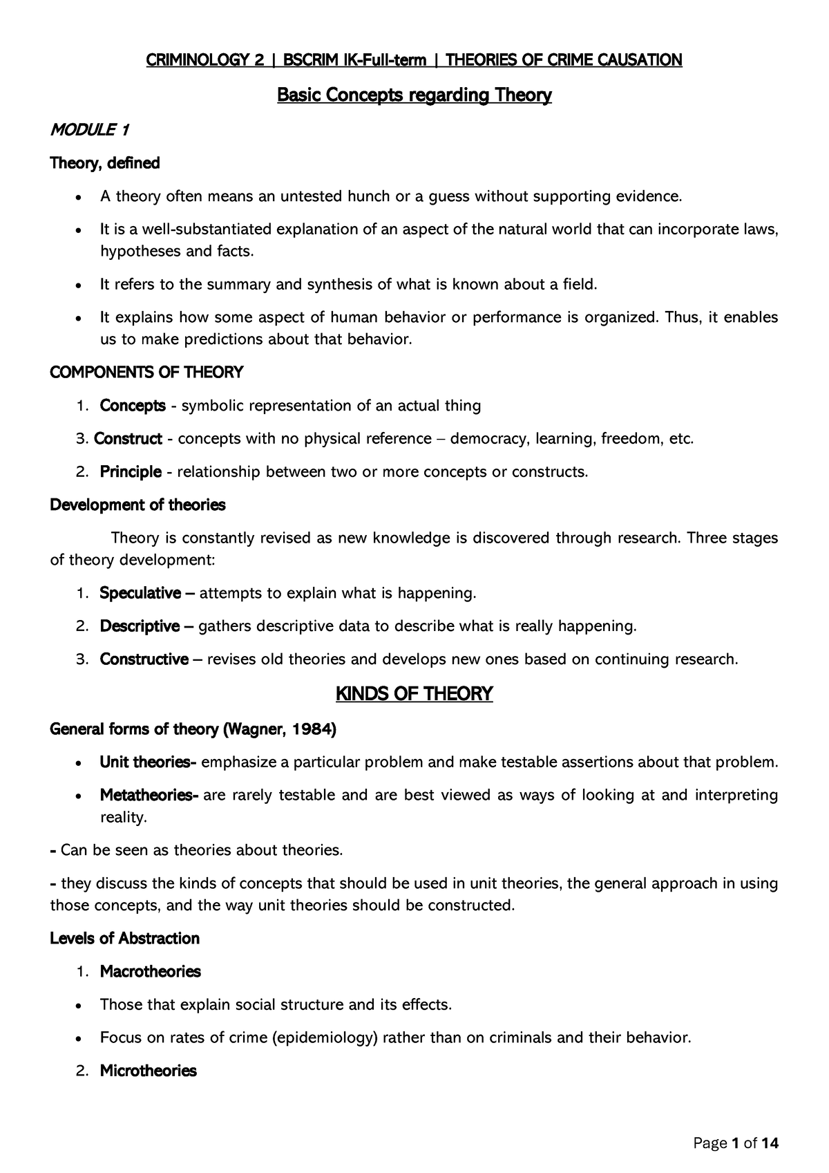 CRIM 2 MDL 1-4 - read - CRIMINOLOGY 2 | BSCRIM IK-Full-term | THEORIES ...