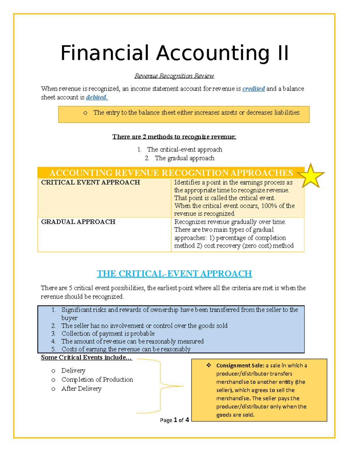 Financial Accounting II Ch 4 Note - Financial Accounting II Revenue ...