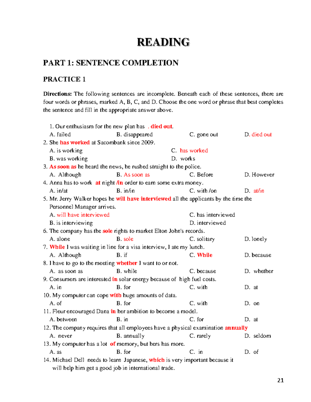 03.Sentence completion-merged - READING PART 1: SENTENCE COMPLETION ...