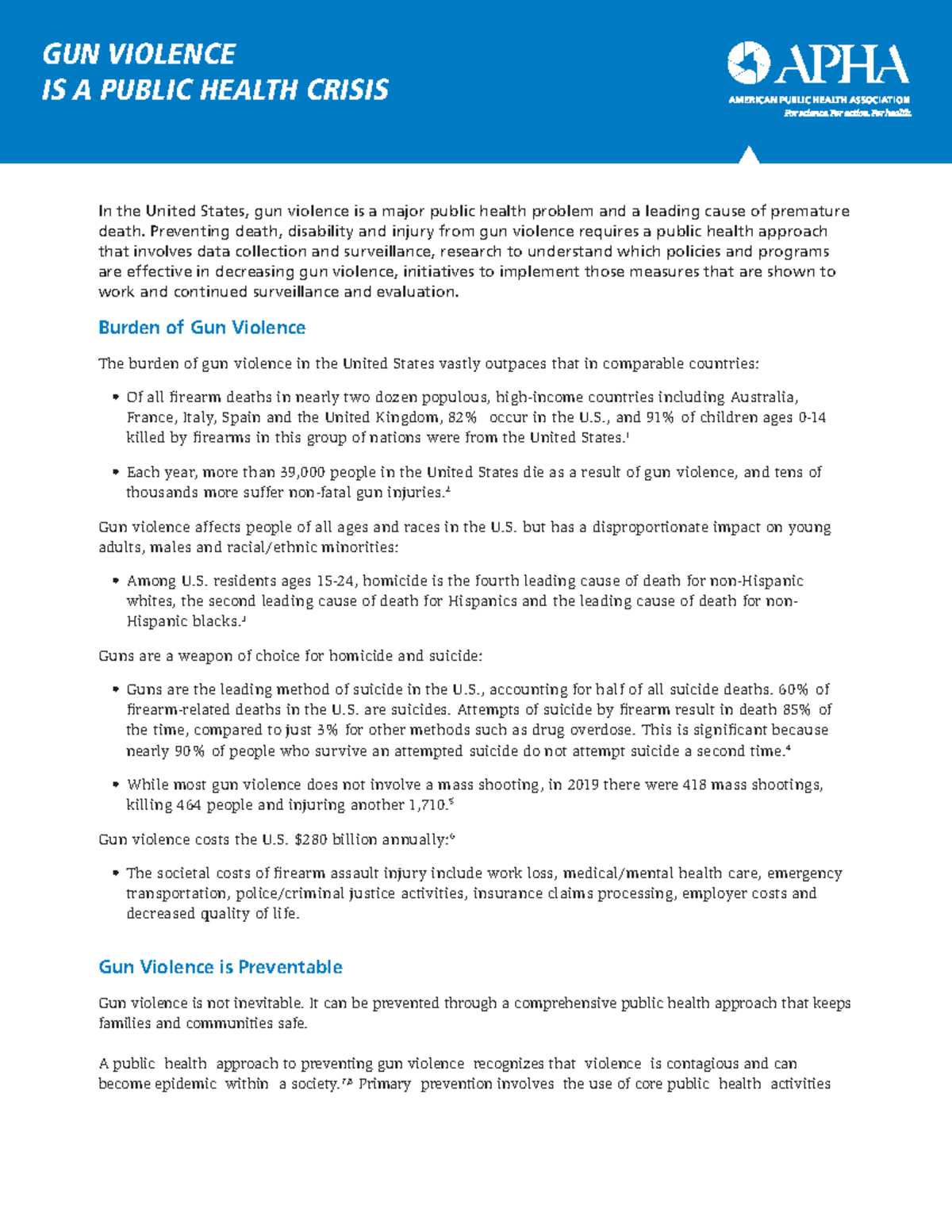 2002 21 Gun Violence Fact Sheet - In the United States, gun violence is ...