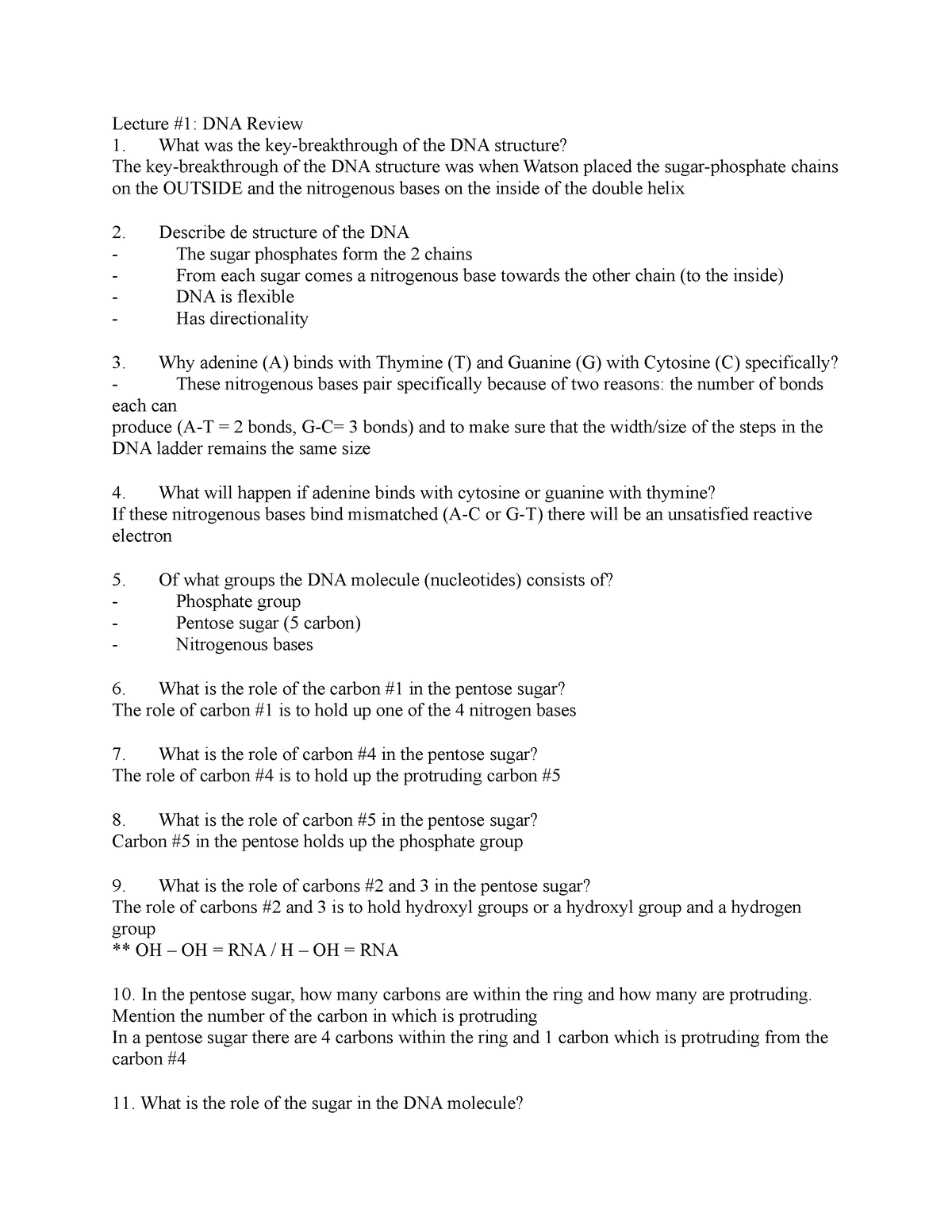 Repaso Examen 1 Genética - Lecture #1: DNA Review What was the key ...