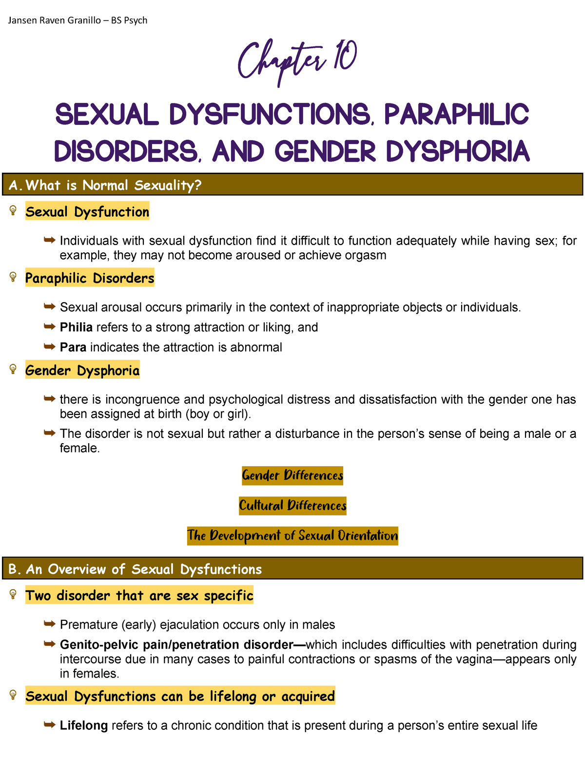 Chapter 10 Sexual Dysfunctions Paraphilic Disorders And Gender