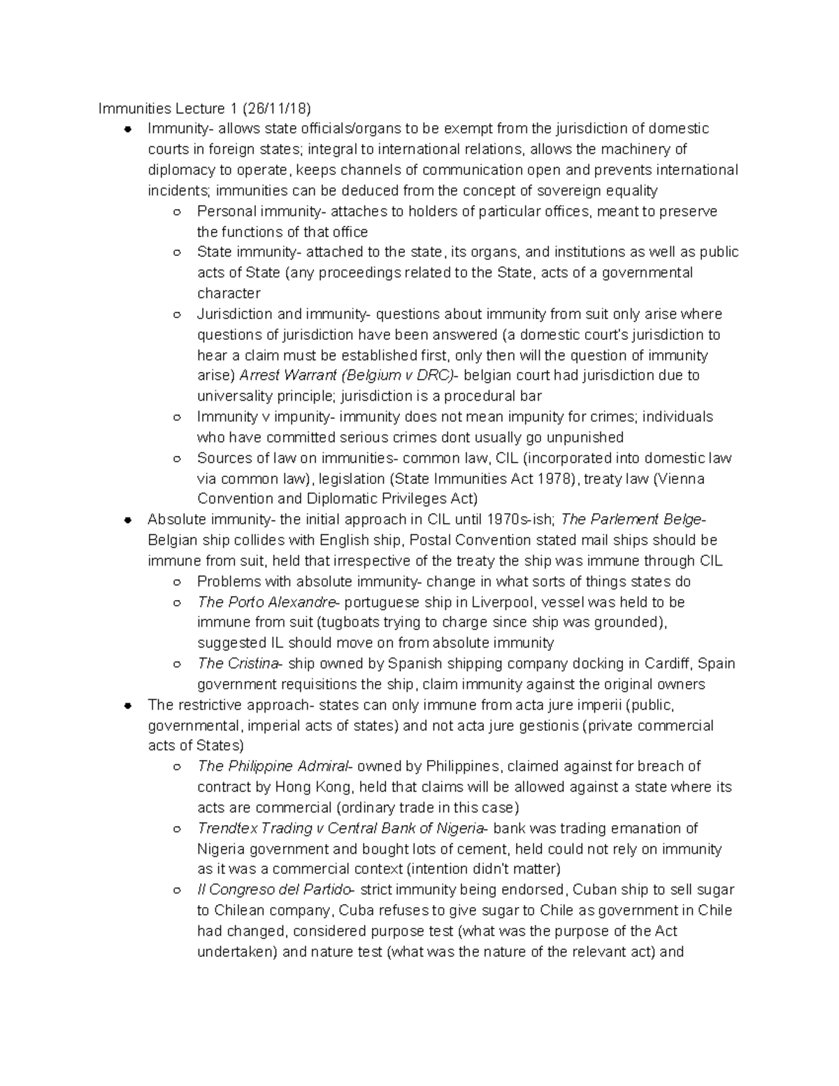 Immunities Lectures lecture notes Immunities Lecture 1 (26/11/18