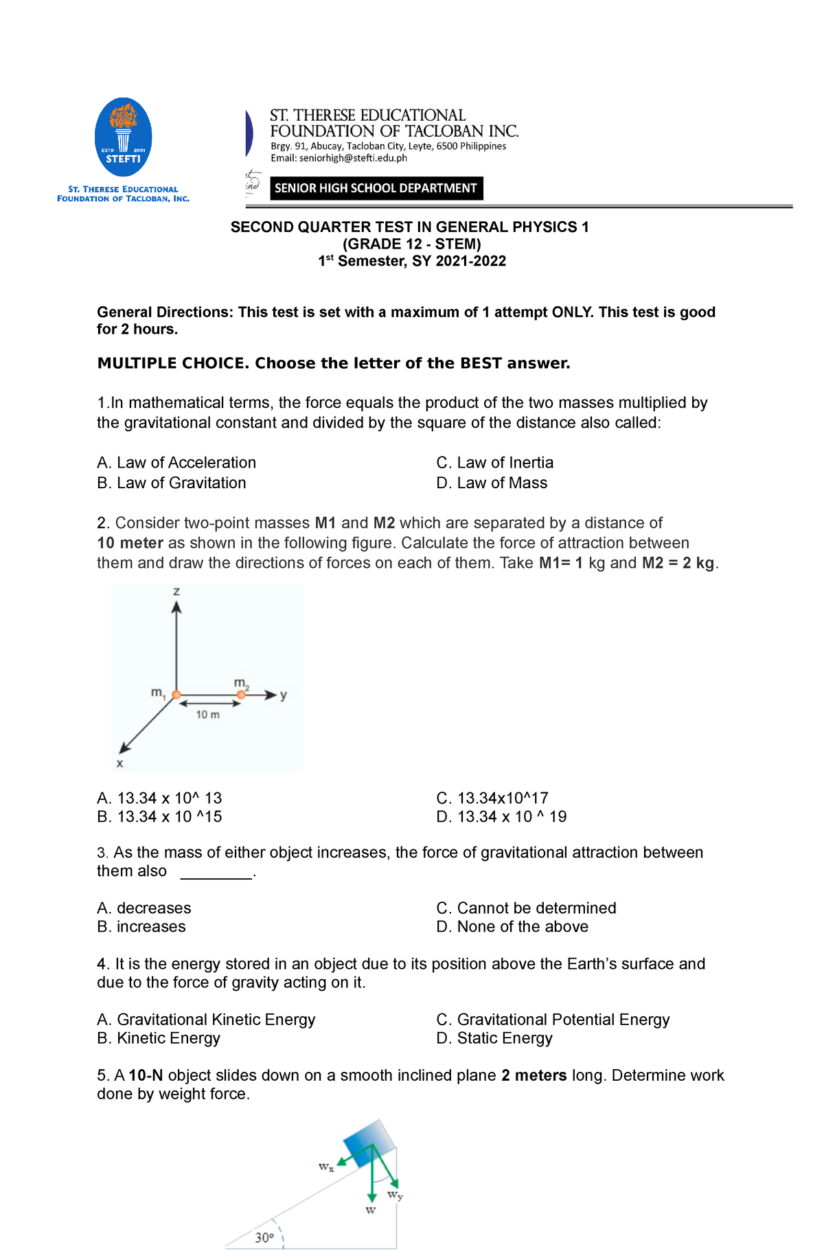 Checked-21-22-2nd-Quarter- General- Physics-1 - Copy - SECOND QUARTER ...