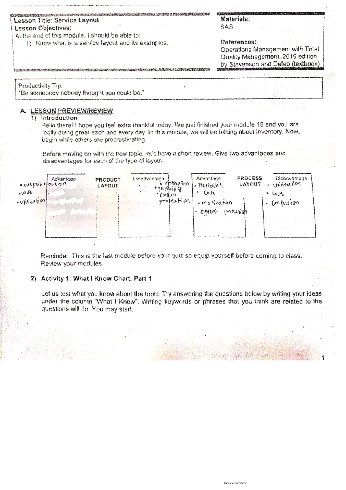 operation management - Studocu