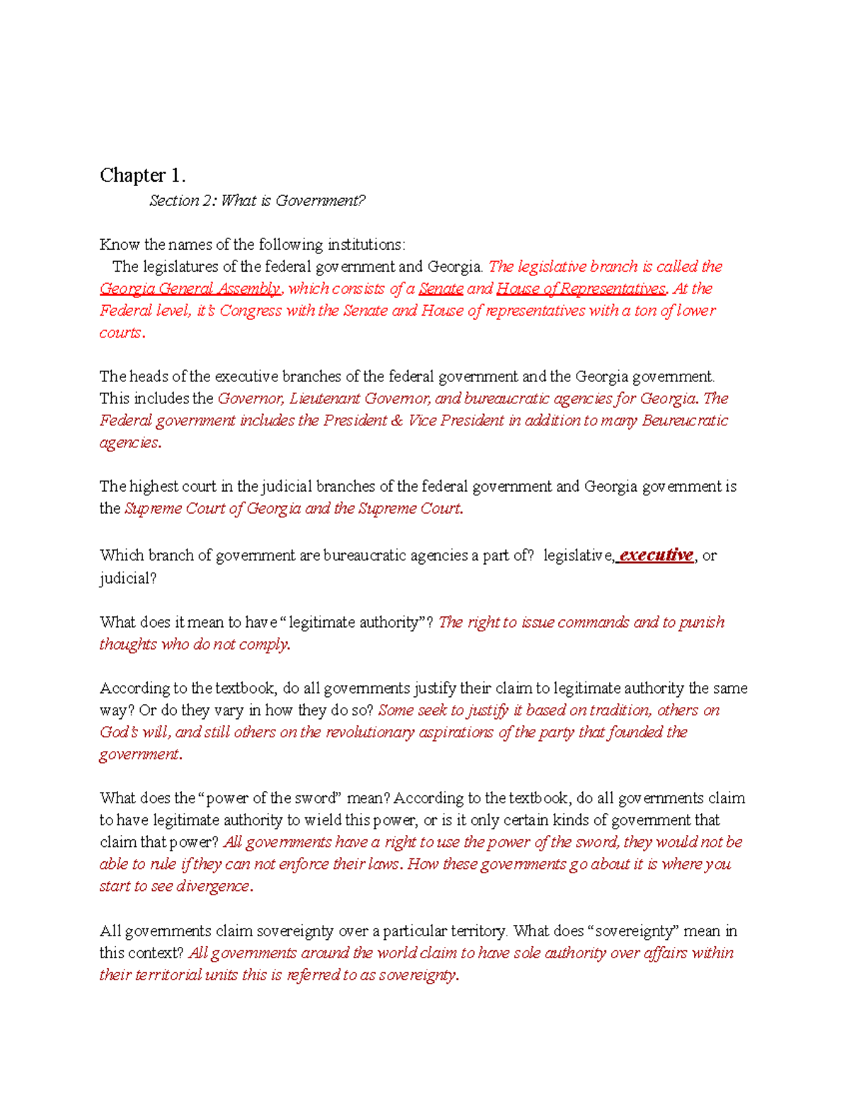 POLS 1101 (American Government) Exam 1 Study Guide - Chapter 1. Section ...